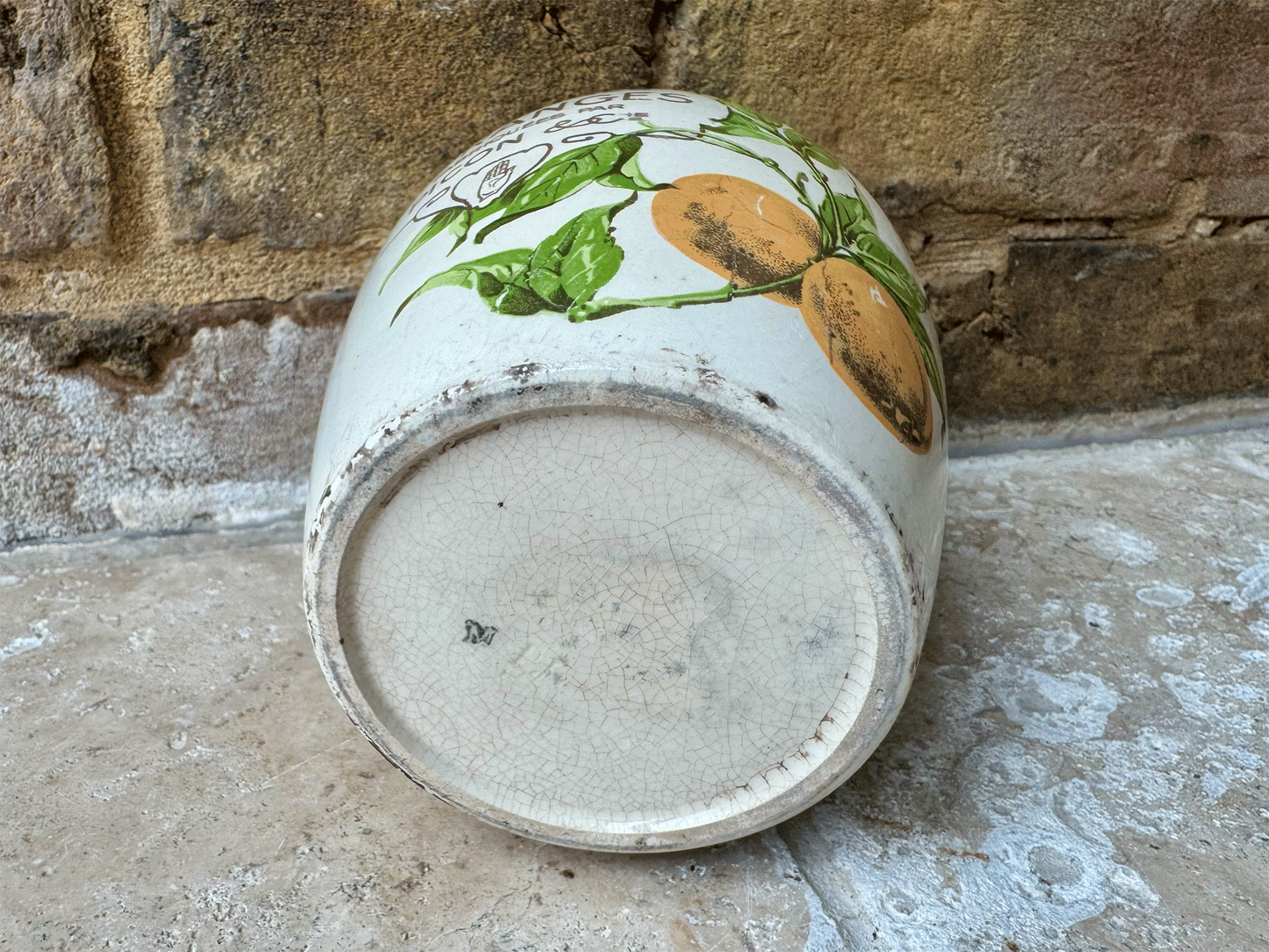 rare large antique french white ironstone picon d'oranges advertising confiture pot