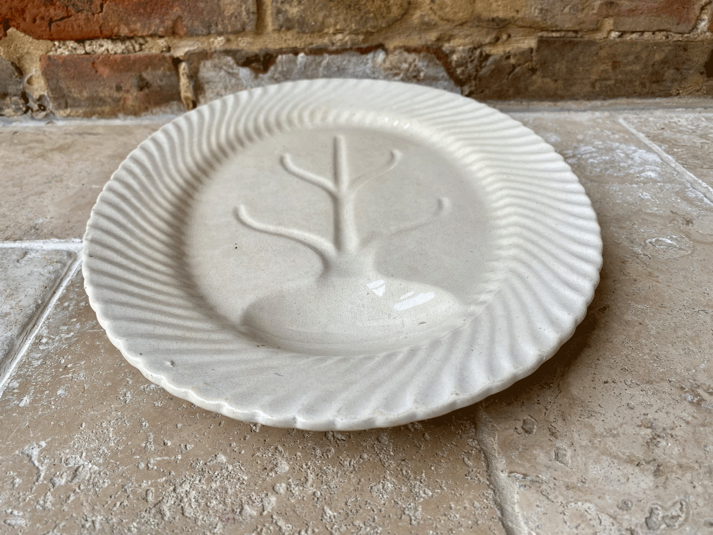 antique french white ironstone carving platter plate