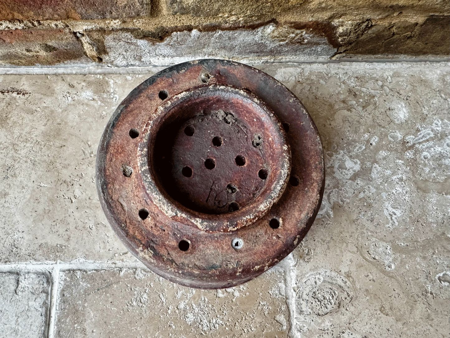 huge large stoneware earthenware pierced faisselle cheese mould decorative