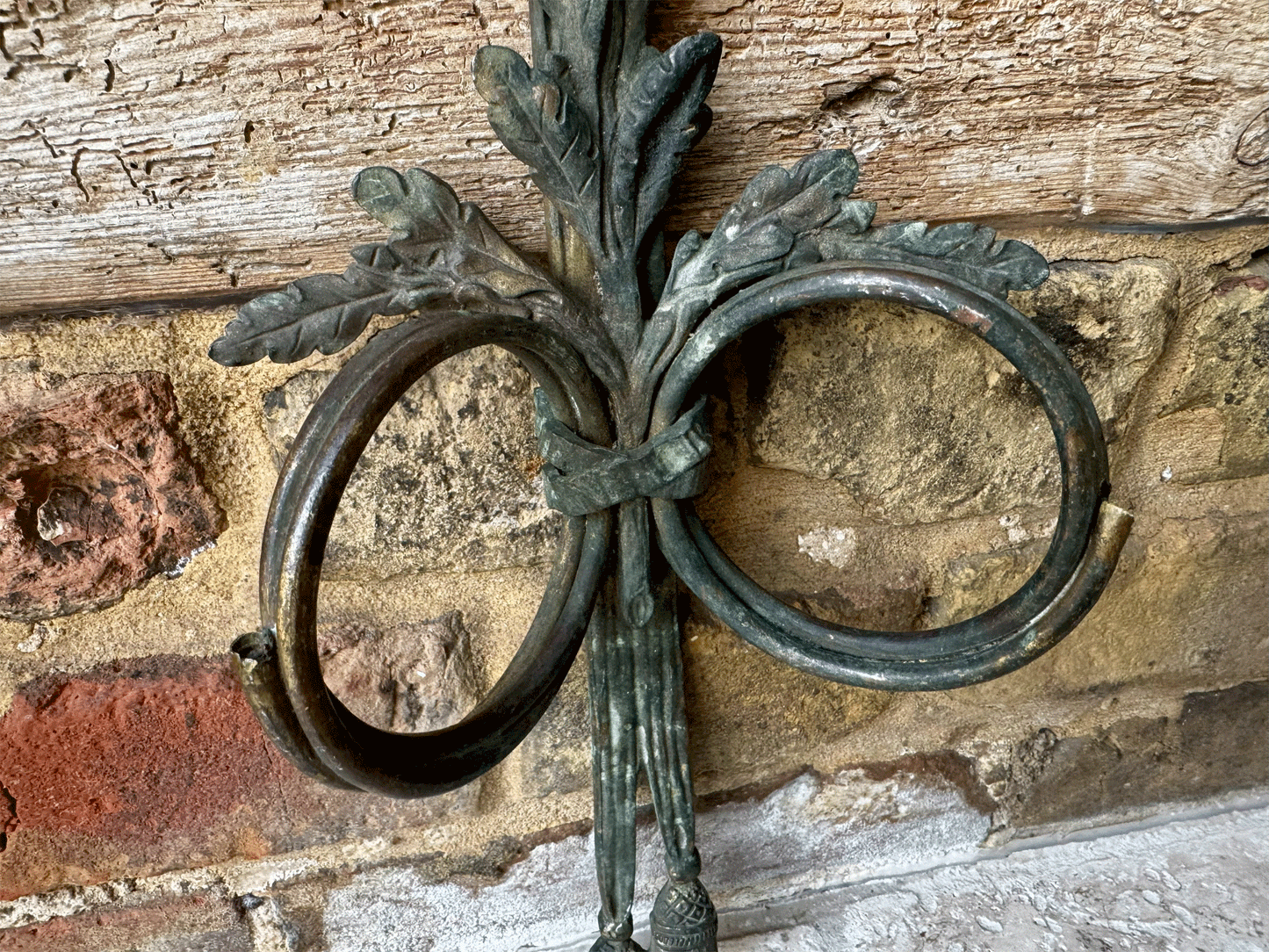 antique french decorative brass curtain hook moulded wall hanging bow swag