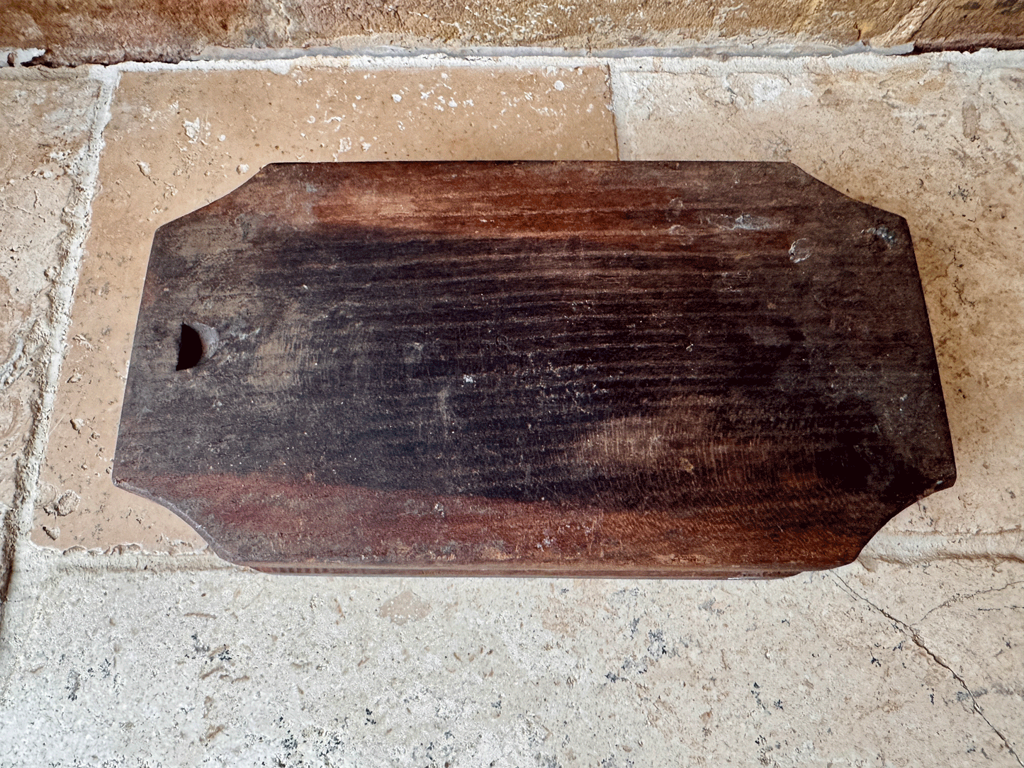 antique french deeplt carved butter brick mould wooden geometric folk art flower floral