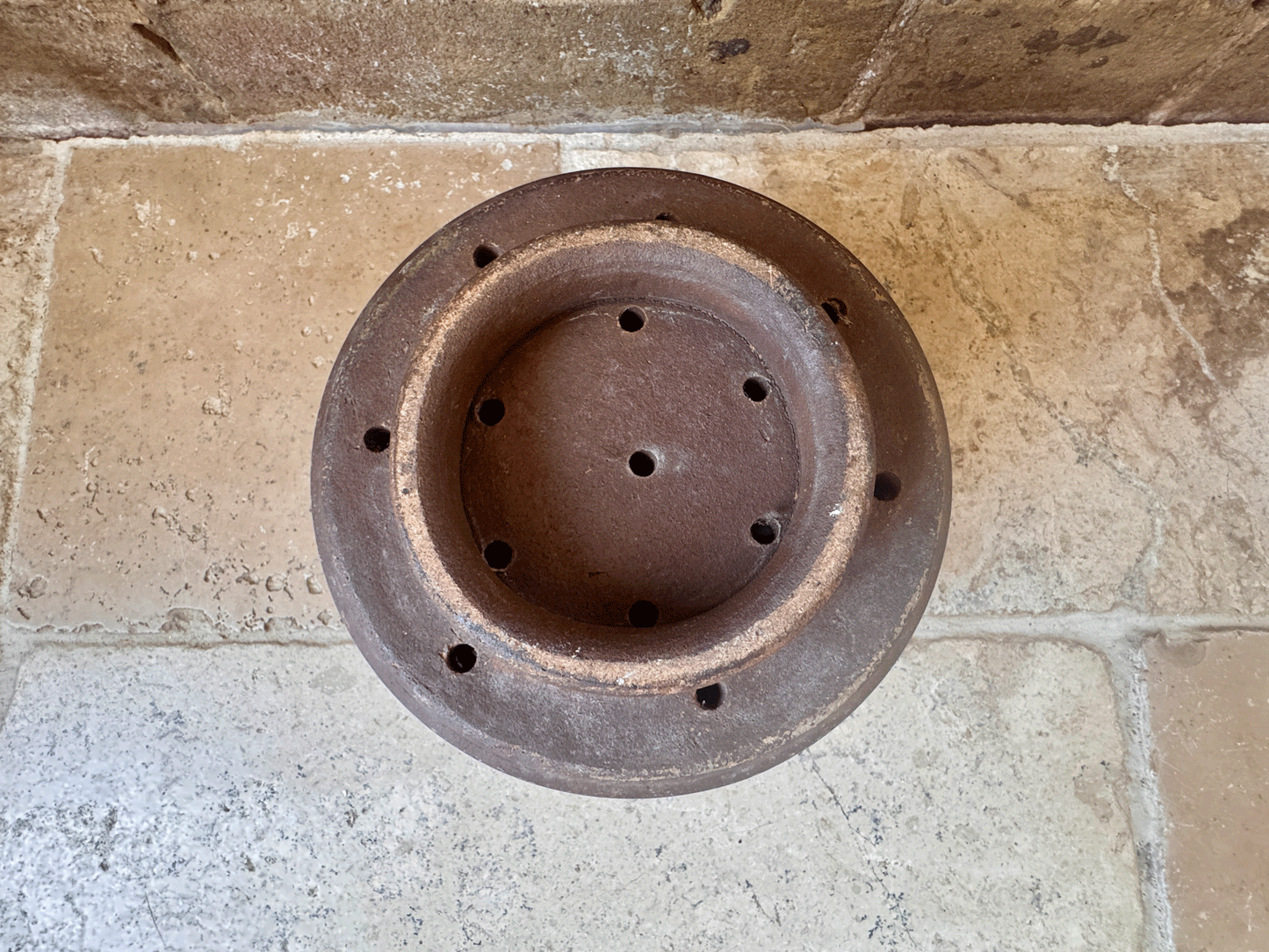 large antique french rustic pierced cheese drainer mould faisselle
