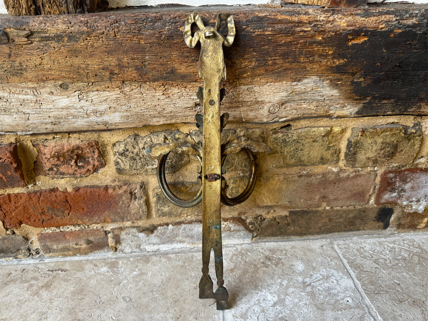 antique french decorative brass curtain hook moulded wall hanging bow swag