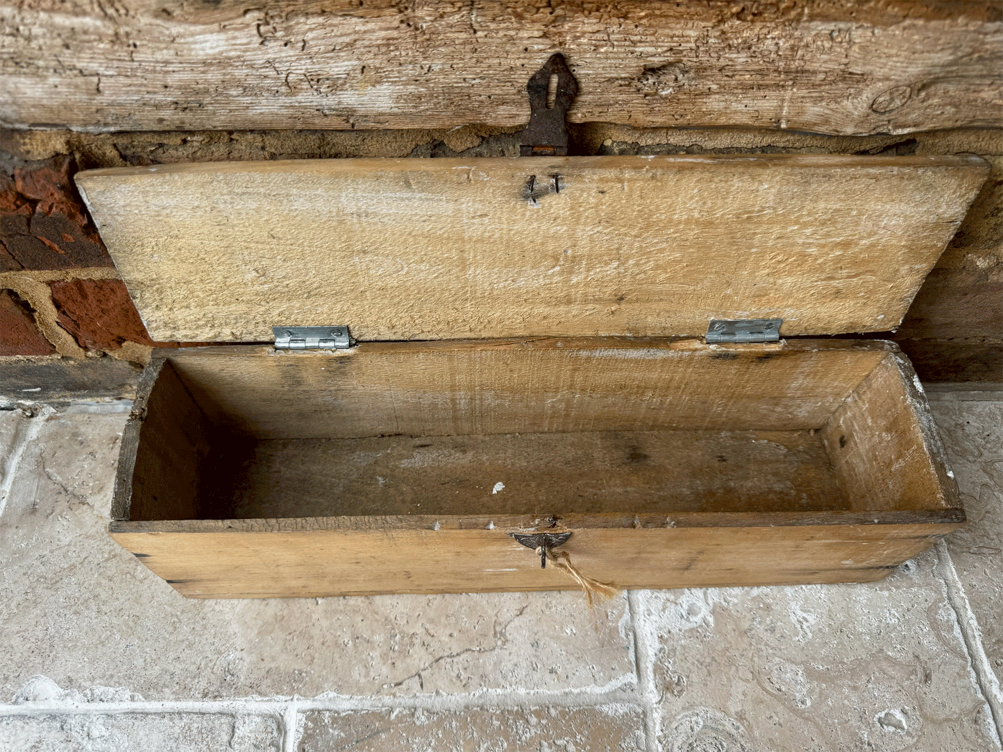 antique french rustic whitewashed storage candle trinket box