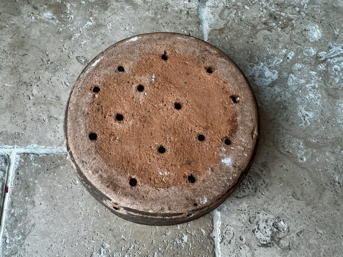 huge large antique rustic french faisselle cheese strainer drainer mould pierced stoneware pot