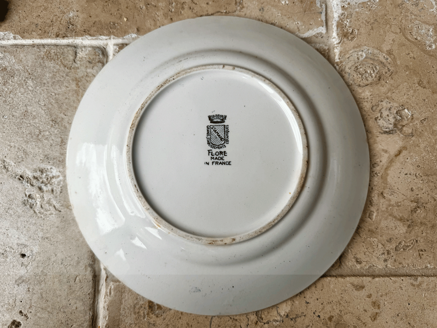 antique french st amand terre de fer ironstone plate florals dark teal