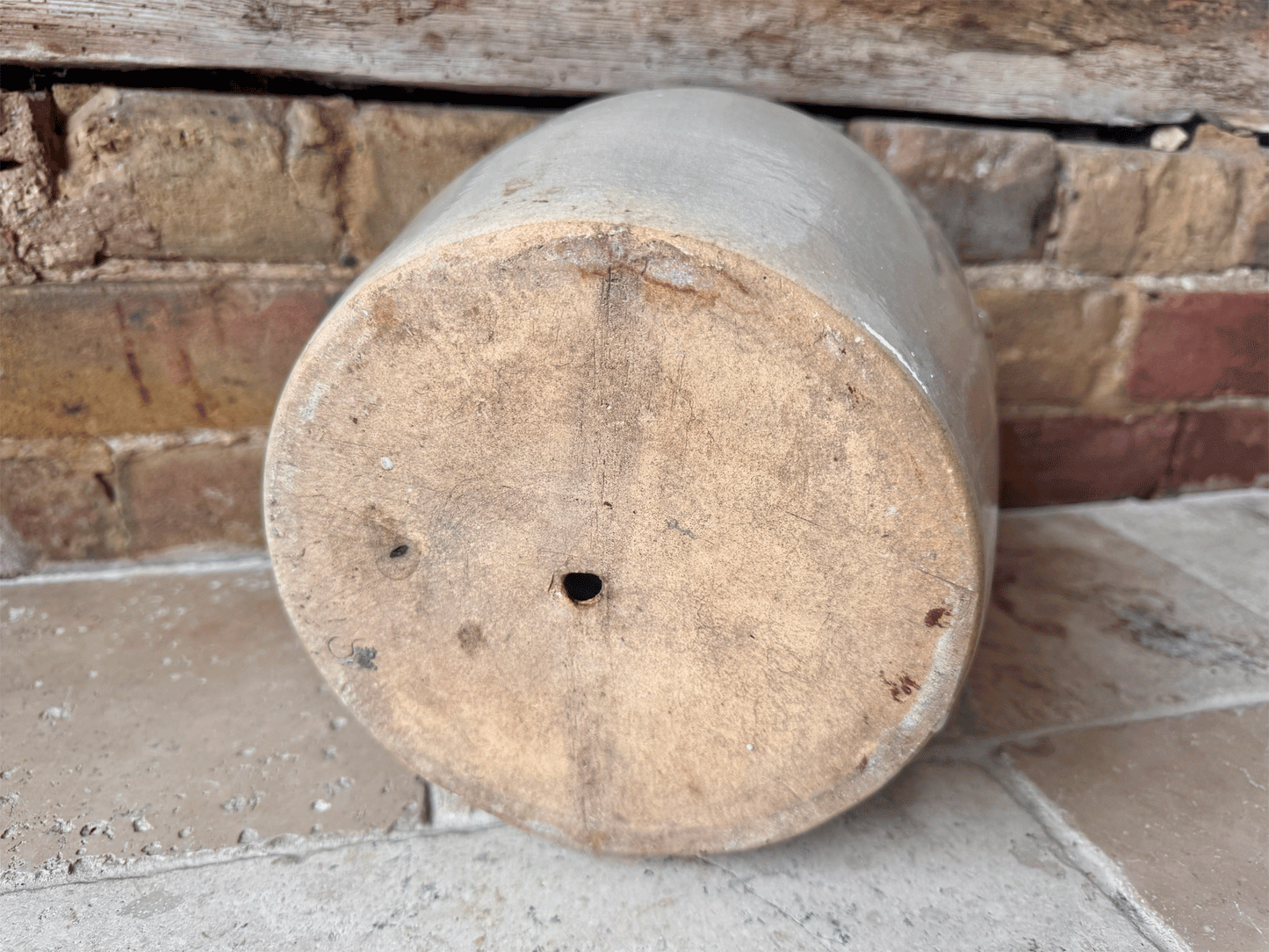 antique french large country stoneware glazed confit pot