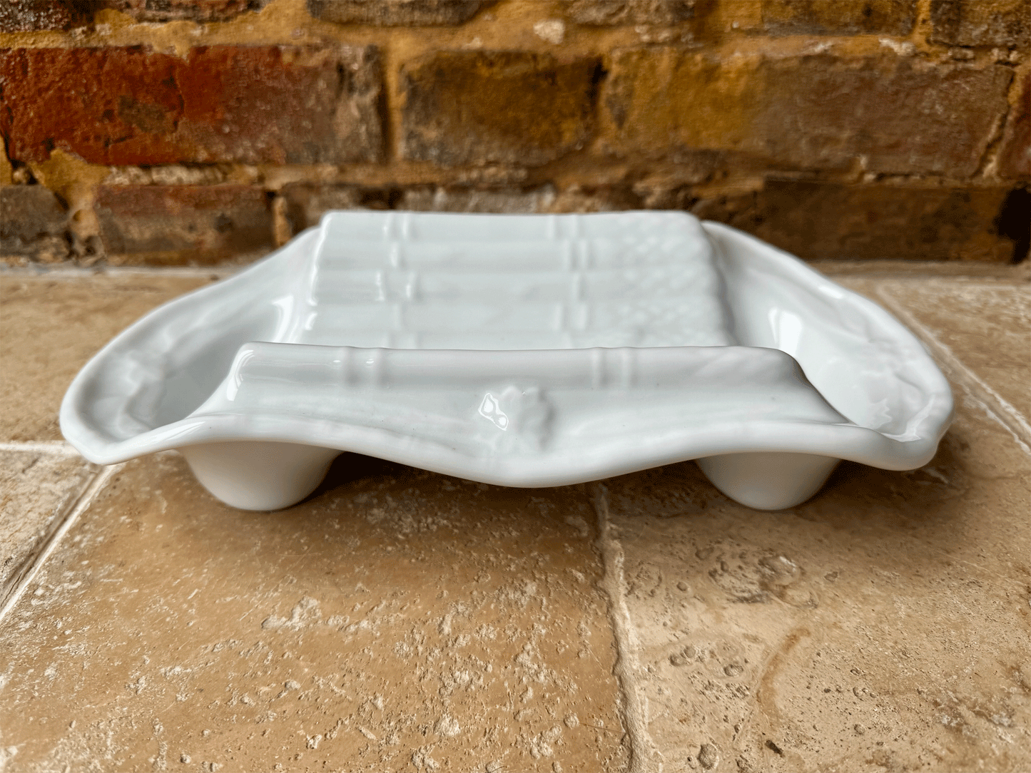 extra large antique vintage french plain white ironstone asparagus serving dish platter