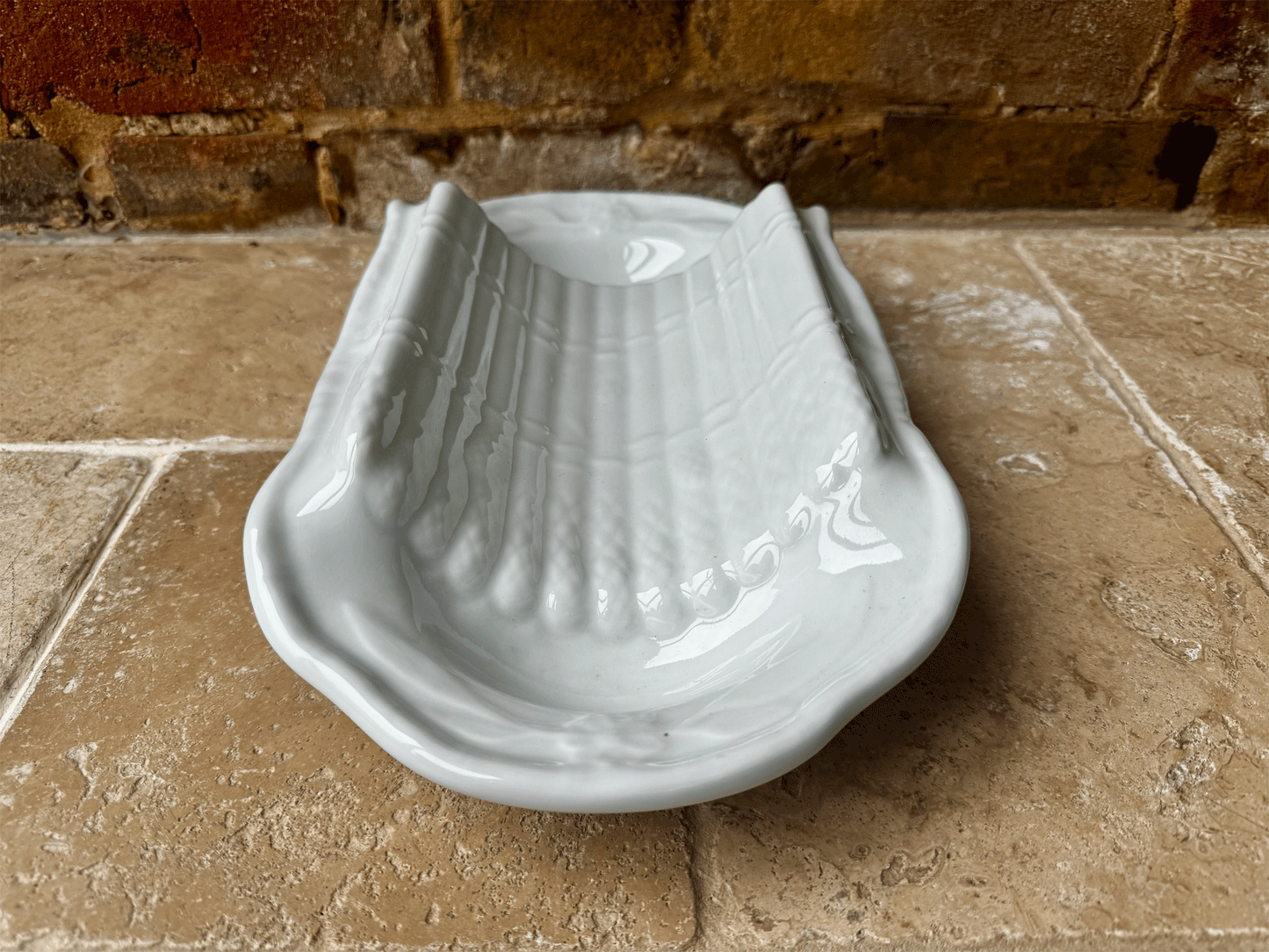 extra large antique vintage french plain white ironstone asparagus serving dish platter