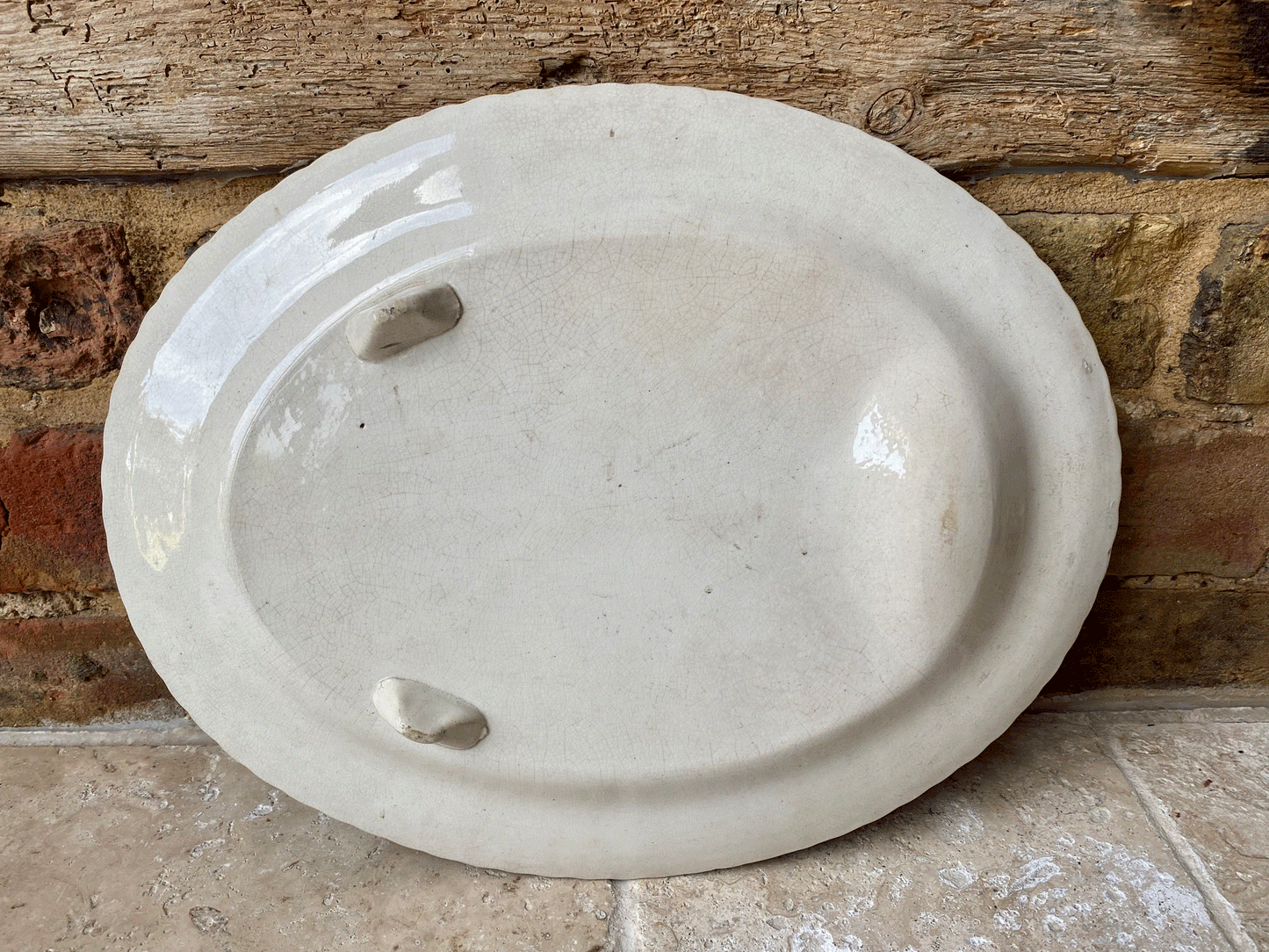 antique french white ironstone carving platter plate