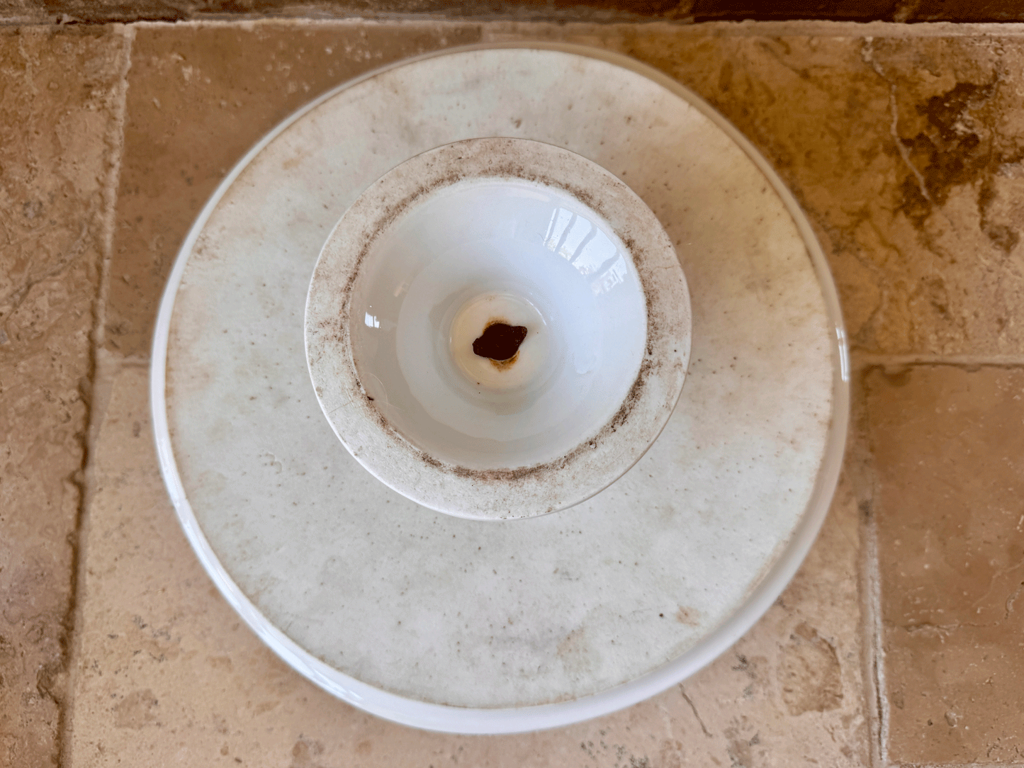antique french large white ironstone cake stand raised middle section