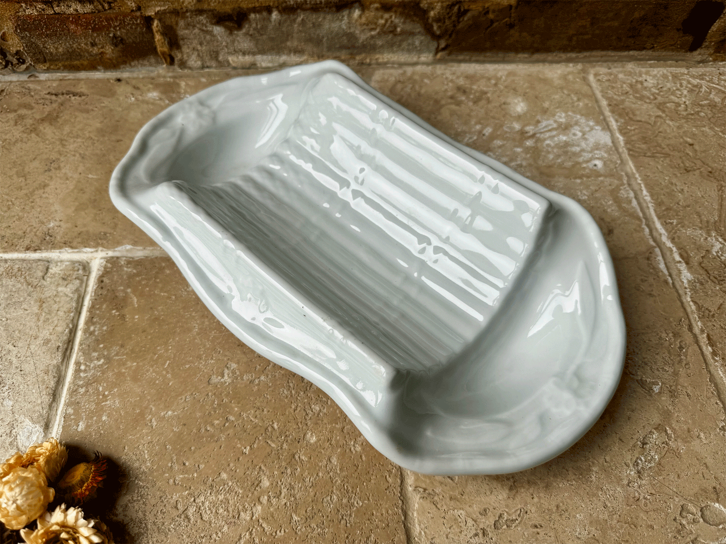 extra large antique vintage french plain white ironstone asparagus serving dish platter
