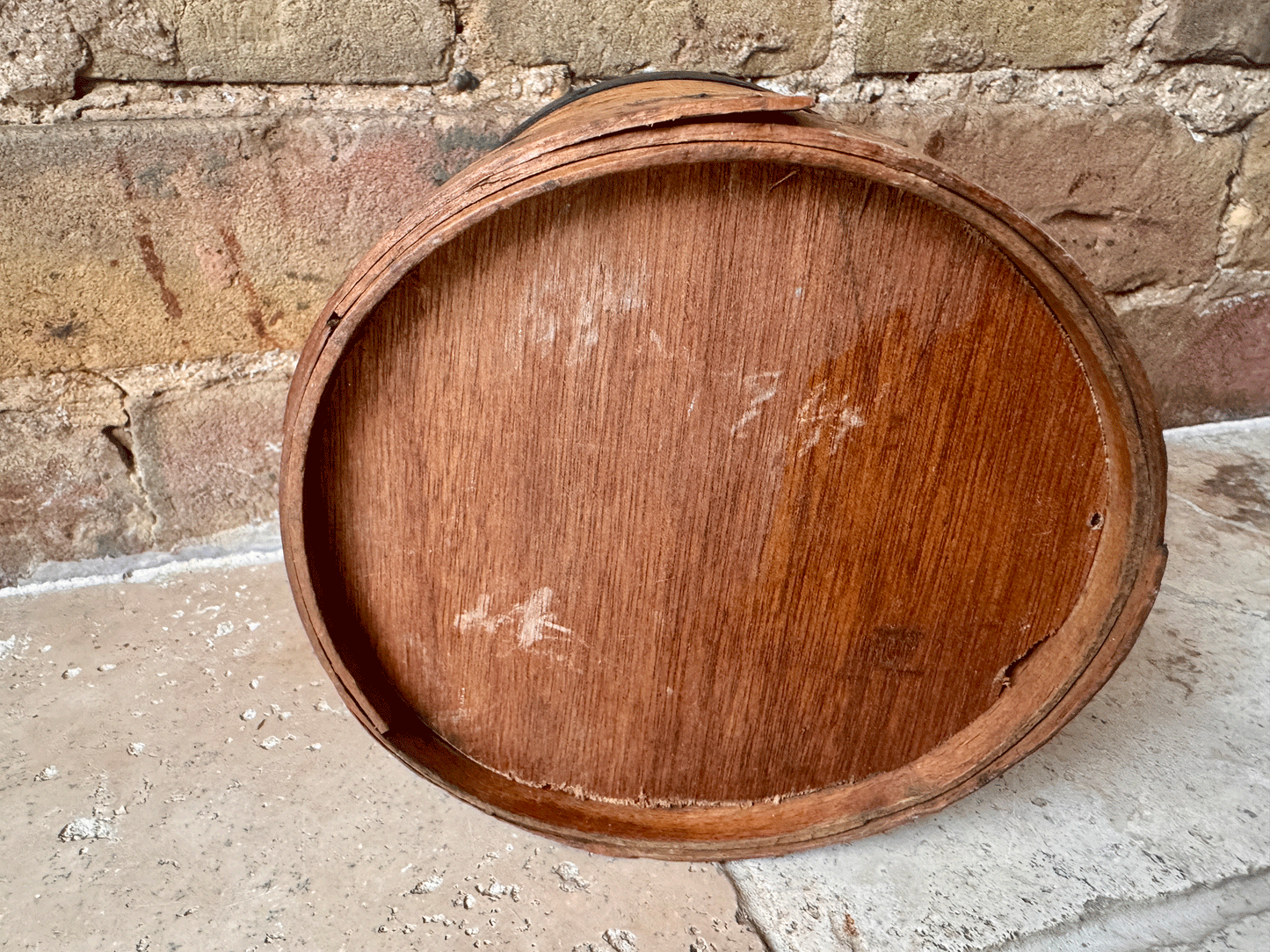 antique french rustic farmhouse decor wooden treen bentwood grain measure double litre