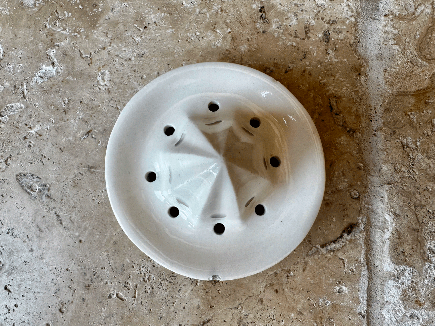 vintage french small mini rare white ironstone lemon juicer squeezer