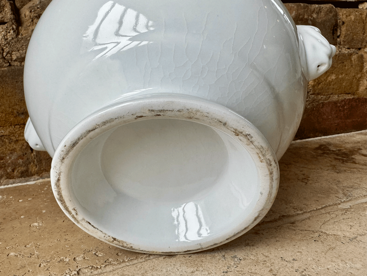 vintage french extra large plain white ironstone soupiere soup bowl tureen
