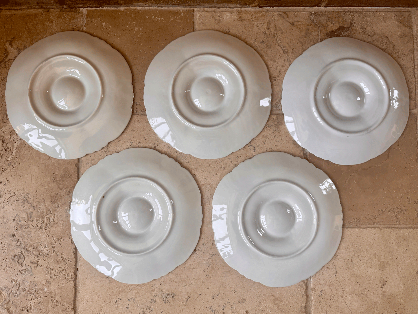 vintage french plain white ironstone oyster plate