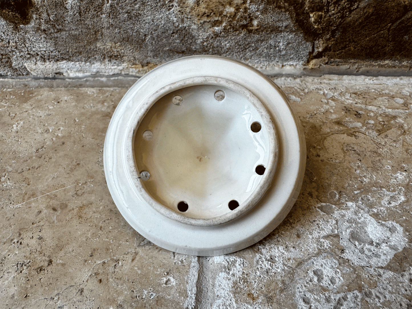 vintage french small mini rare white ironstone lemon juicer squeezer