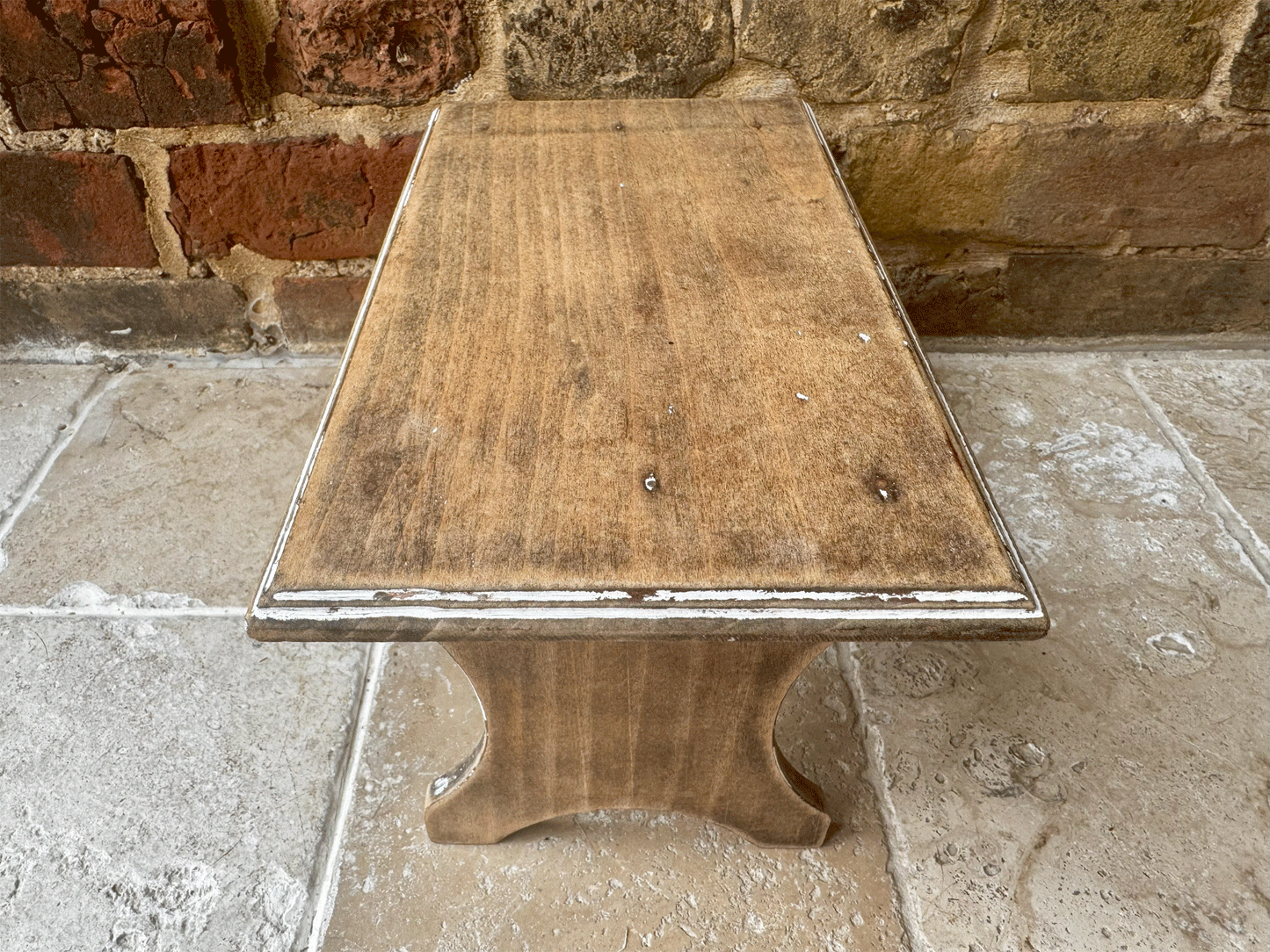 rustic vintage french wooden foot stool decoratove farmhouse interior accessory
