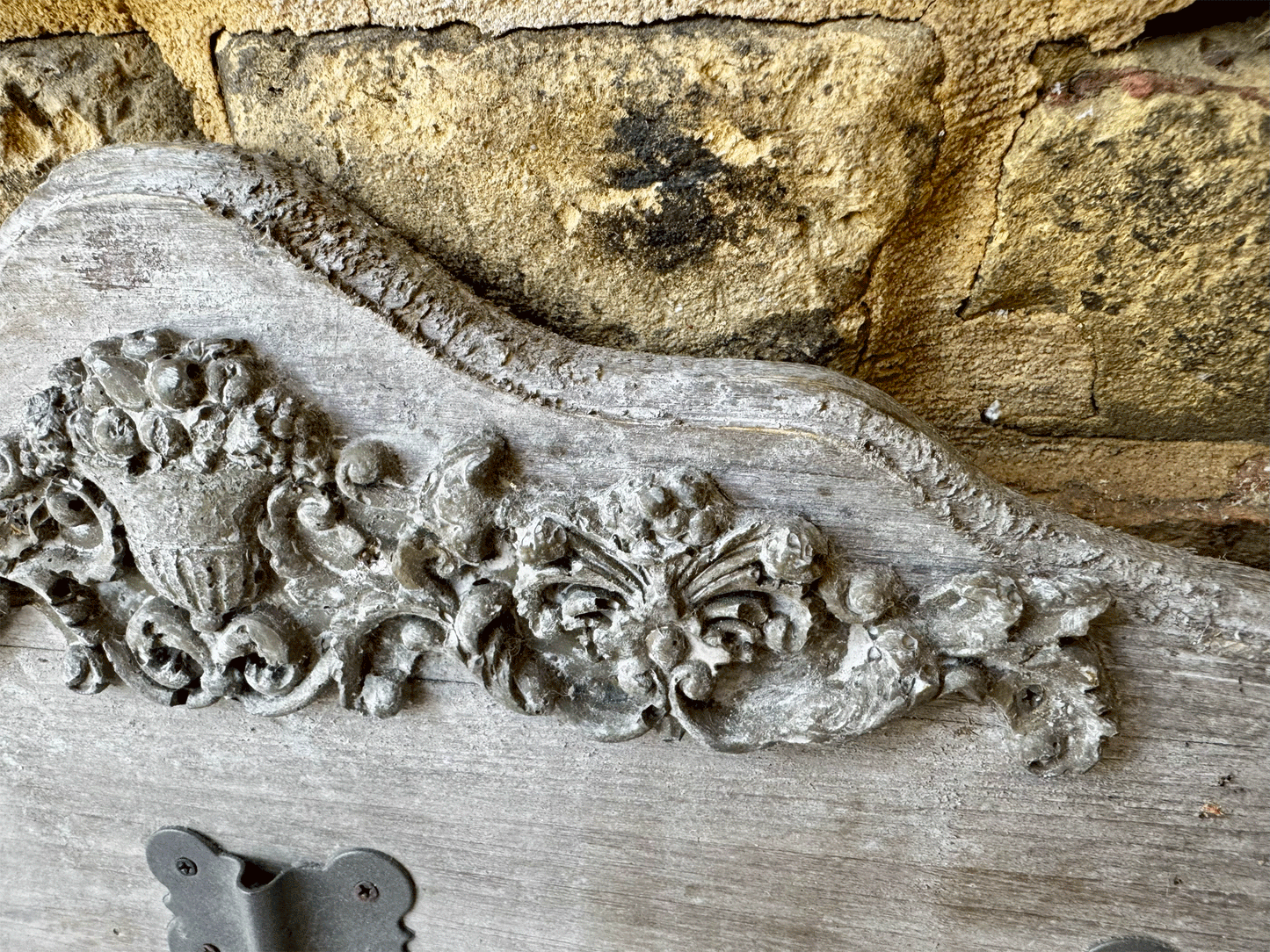 vintage french carved wooden pelmt set coat hooks