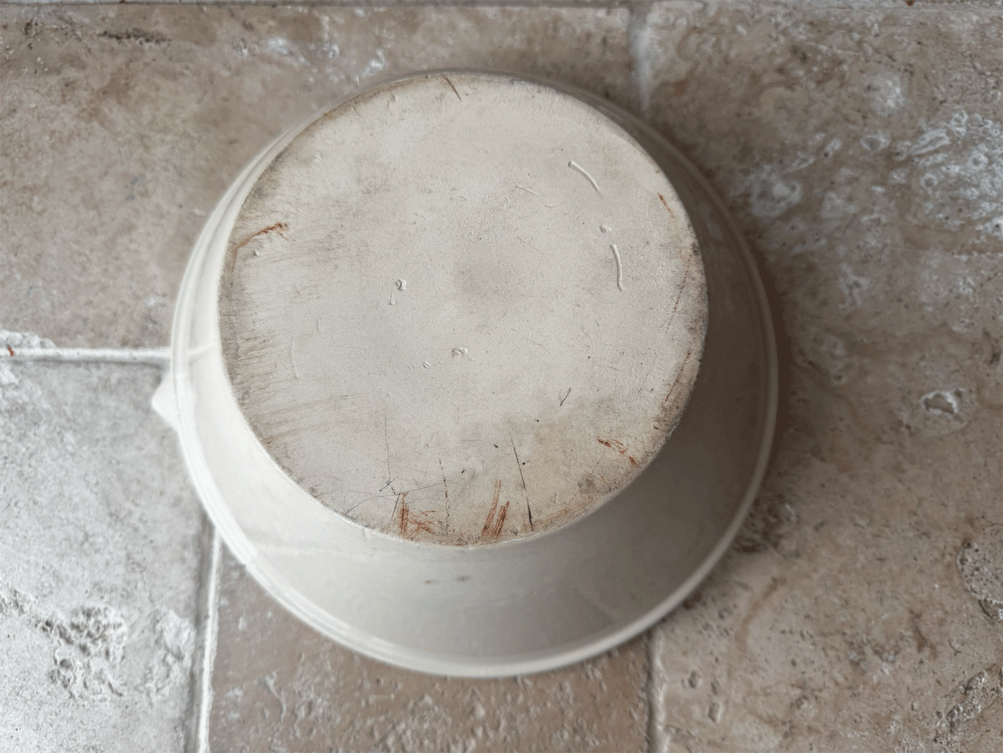 large vintage stoneware french butchers shop advertising promotional spouted mixing bowl charcuterieporc fermier plein air