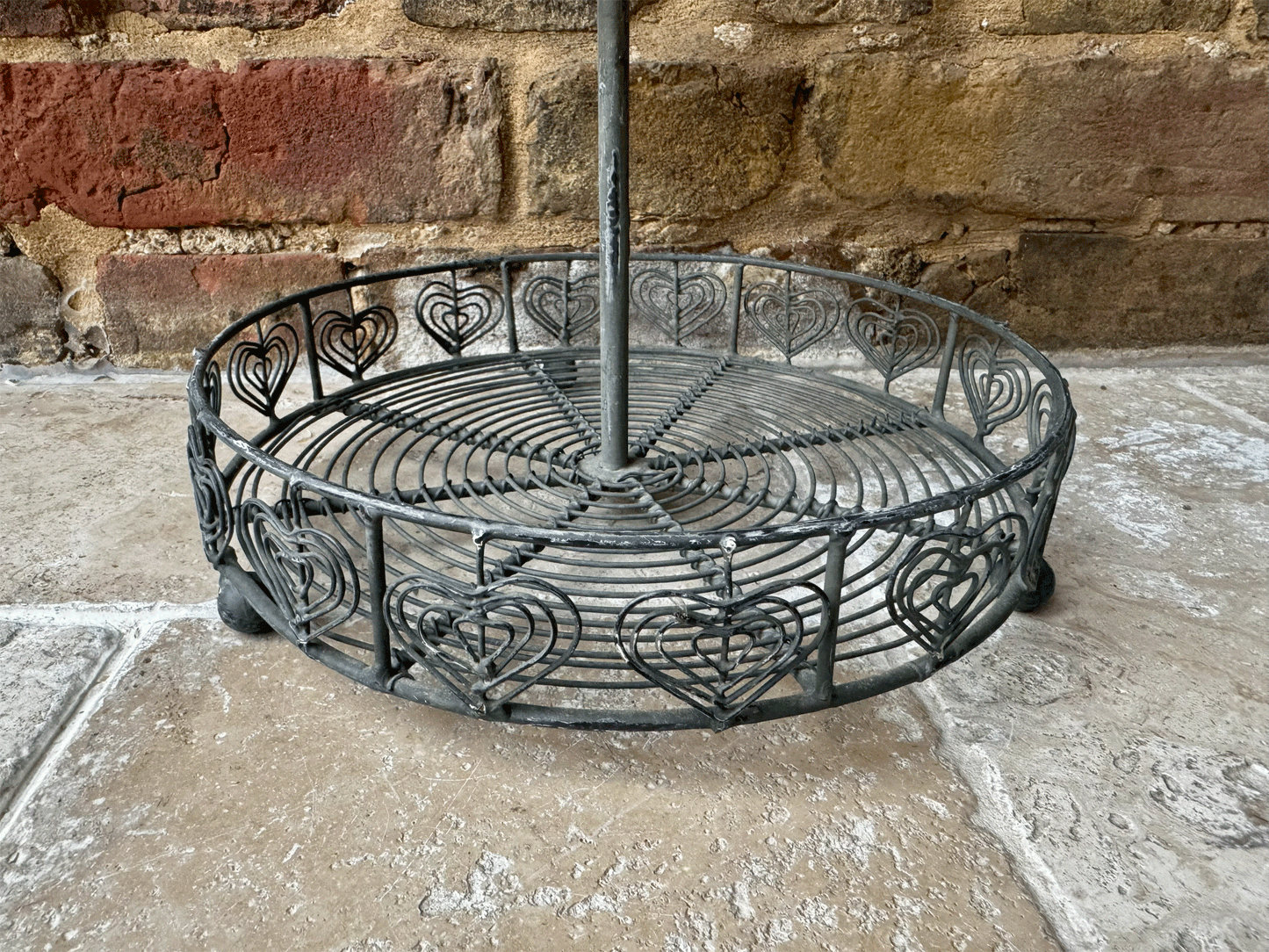 vintage french two tiered wirework cake stand heart decoration
