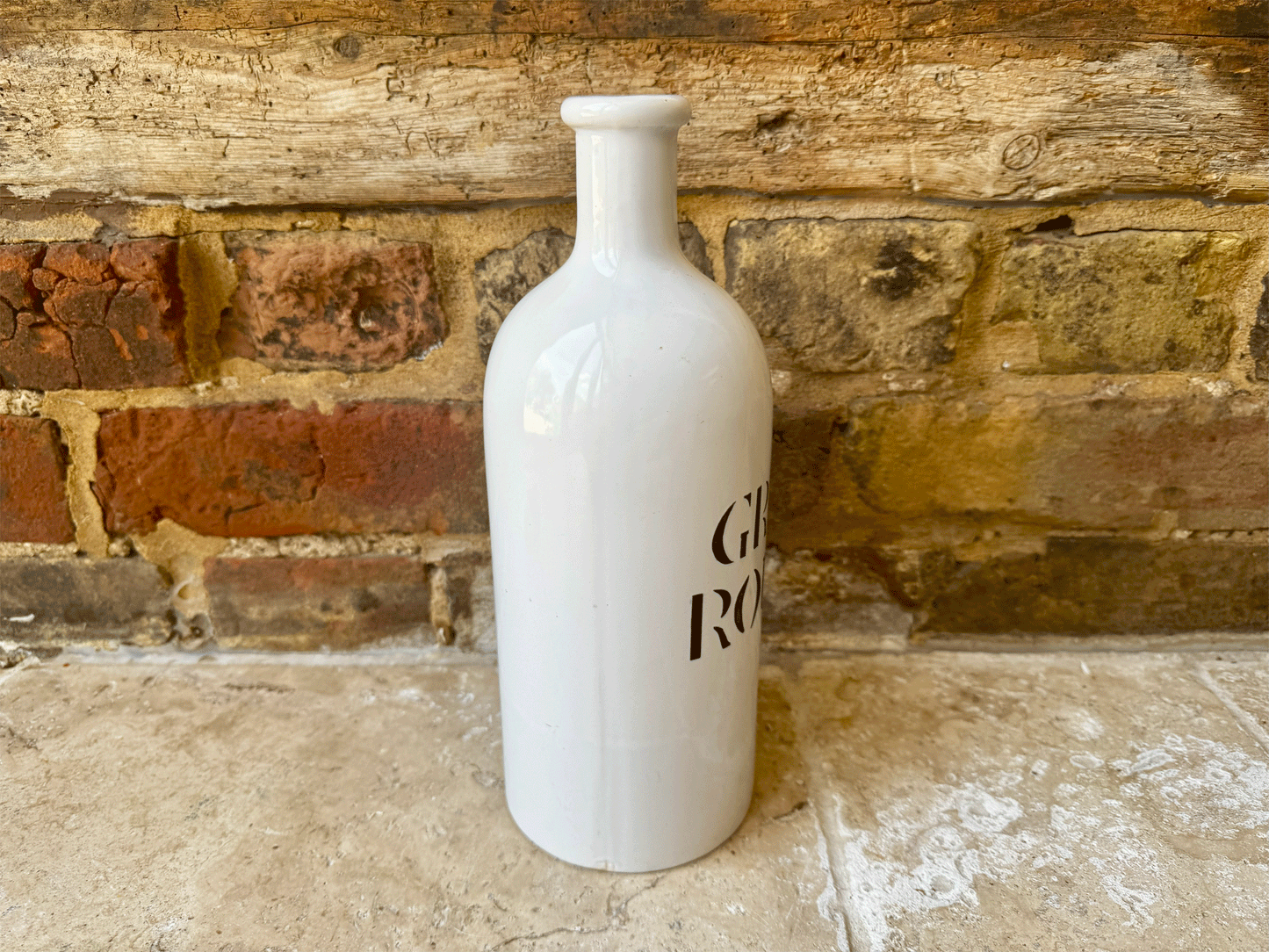 vintage french large white stoneware charolles art deco bottle red wine gros rouge
