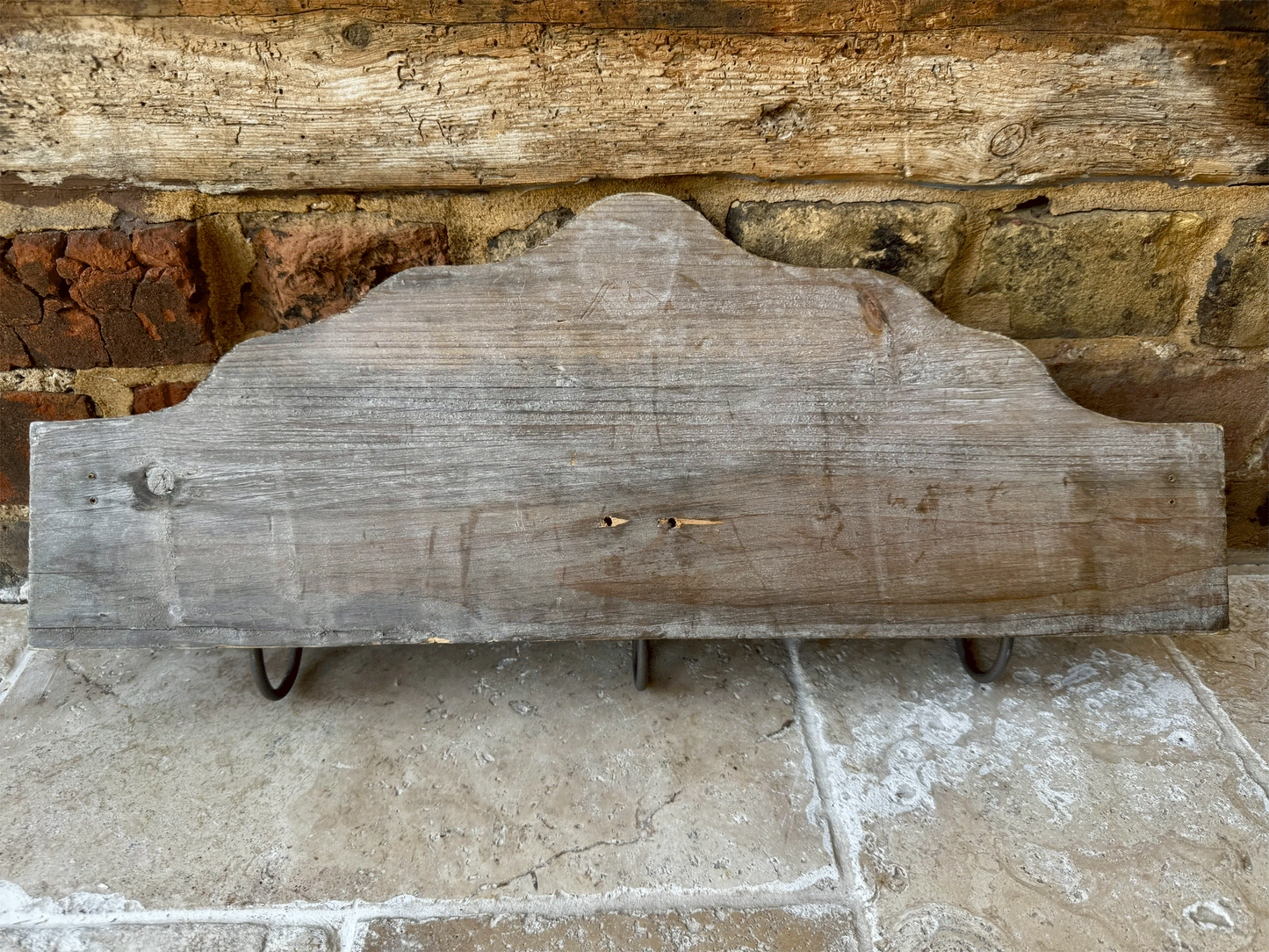 vintage french carved wooden pelmt set coat hooks