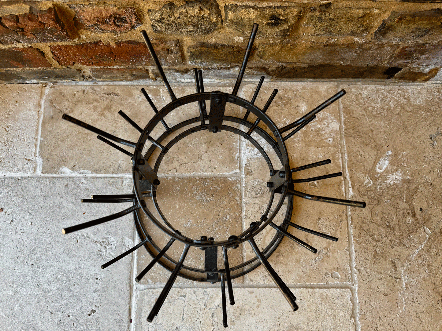 vintage french large cast iron bottle drying rack herisson bouteilles mug holder