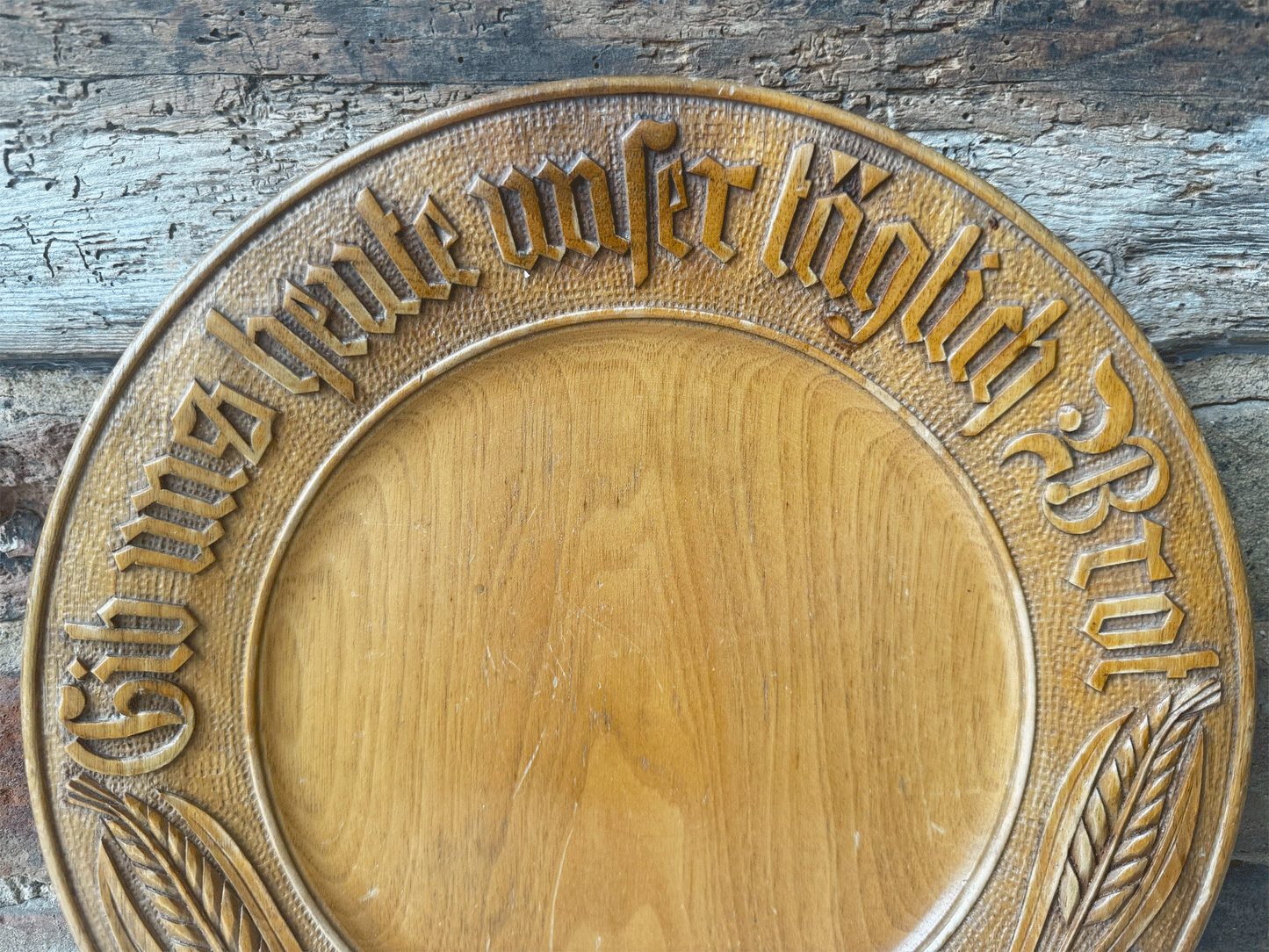 vintage german bread board plate platter give daily bread taglich brot motto