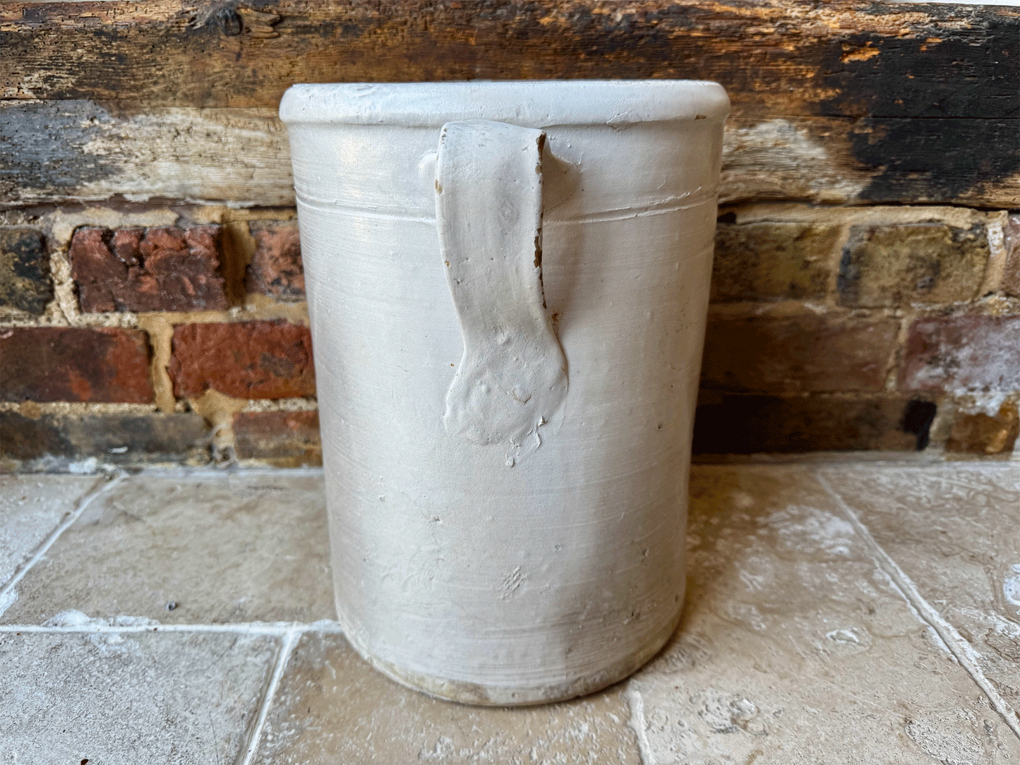 rare extra large antique italian naples stoneware confit pot