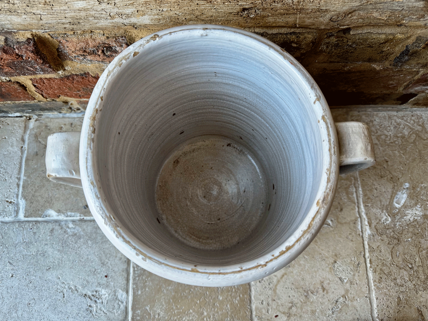 rare extra large antique italian naples stoneware confit pot