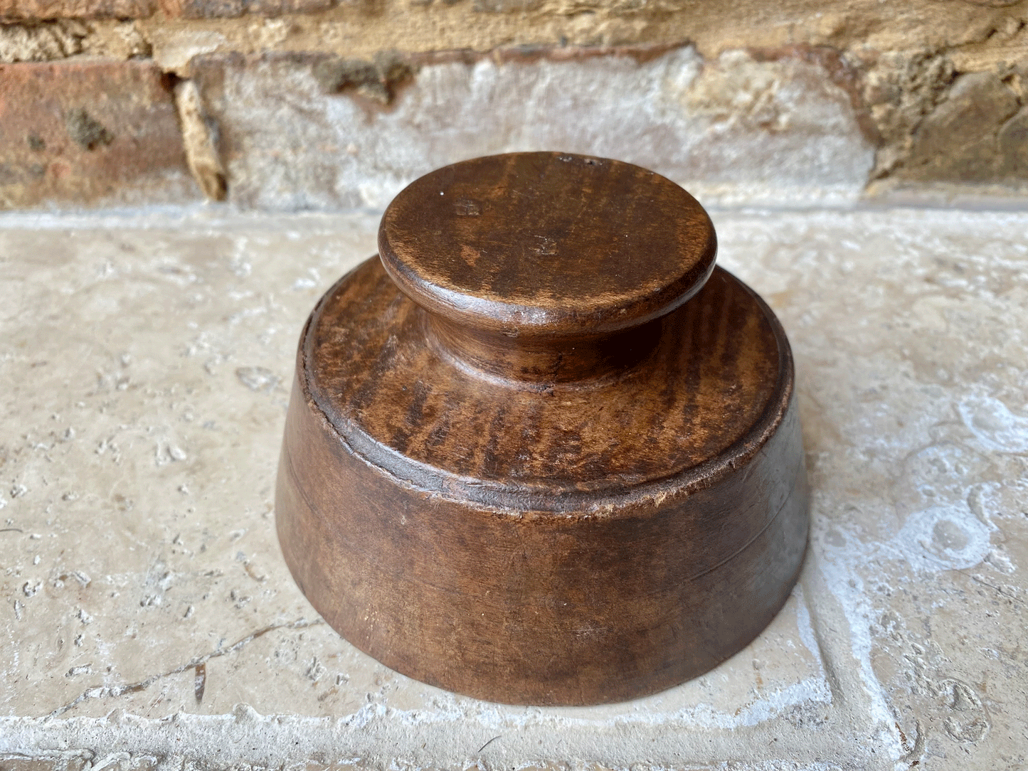 rare antique victorian treen wooden butter mould kl rhuden farm nh monogram