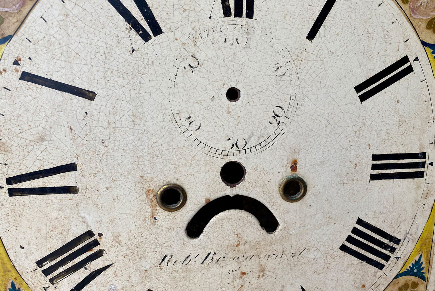 antique victorian salvaged grandfather clock face girl water pail
