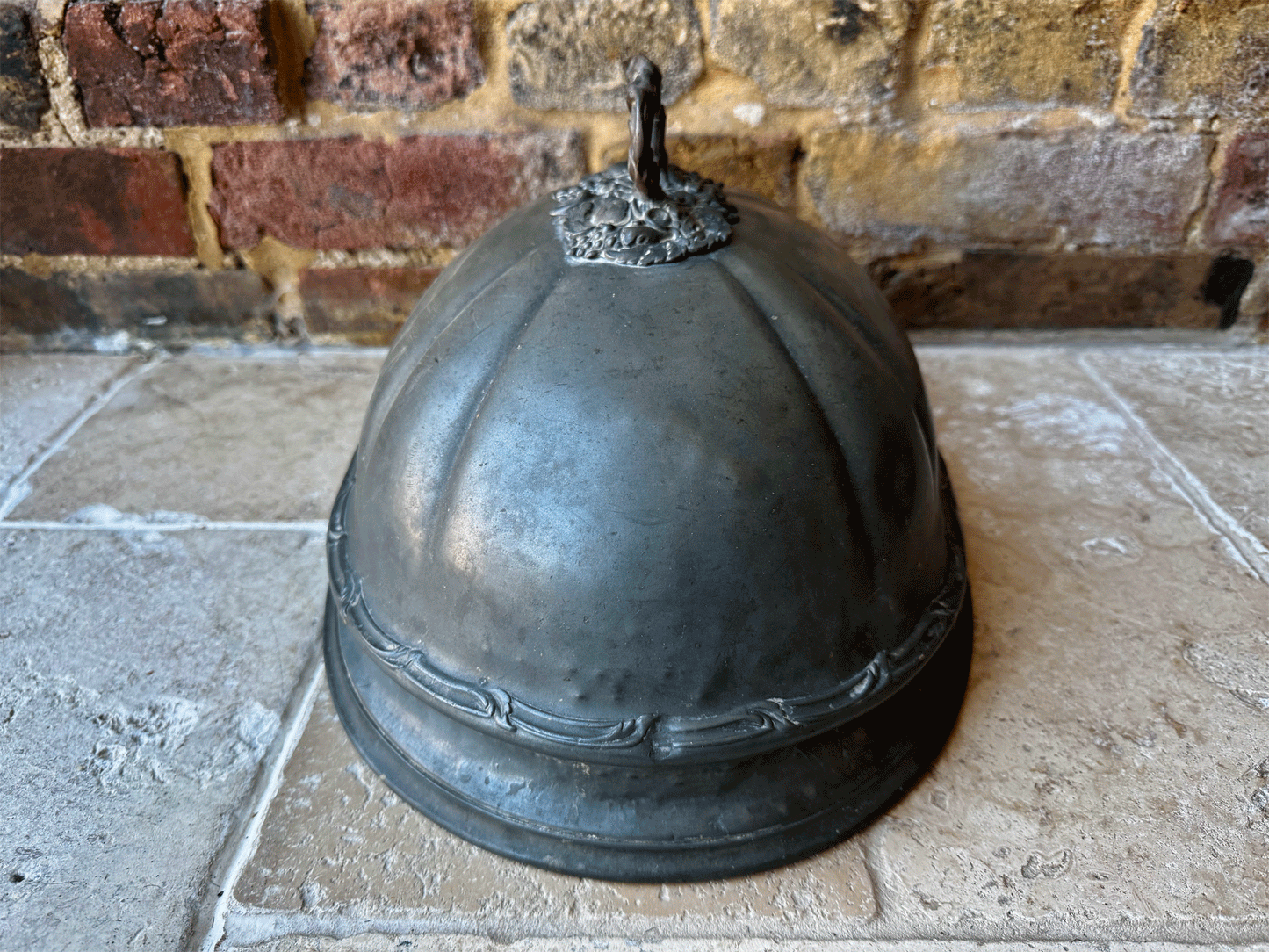 antique victorian large pewter oval cloche food cover