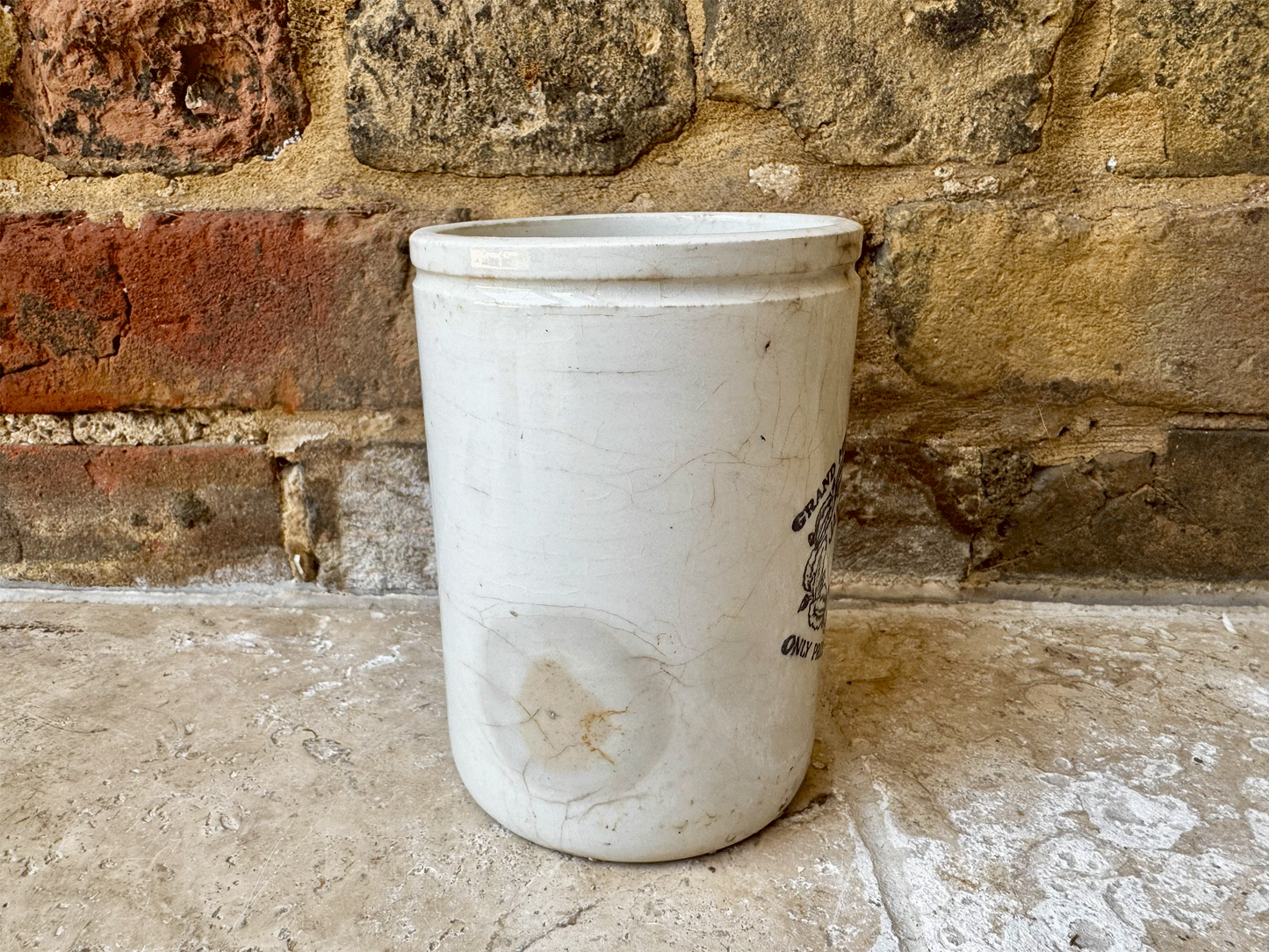 large antique victorian white ironstone english scottish advertising pot james keiller dundee marmalade