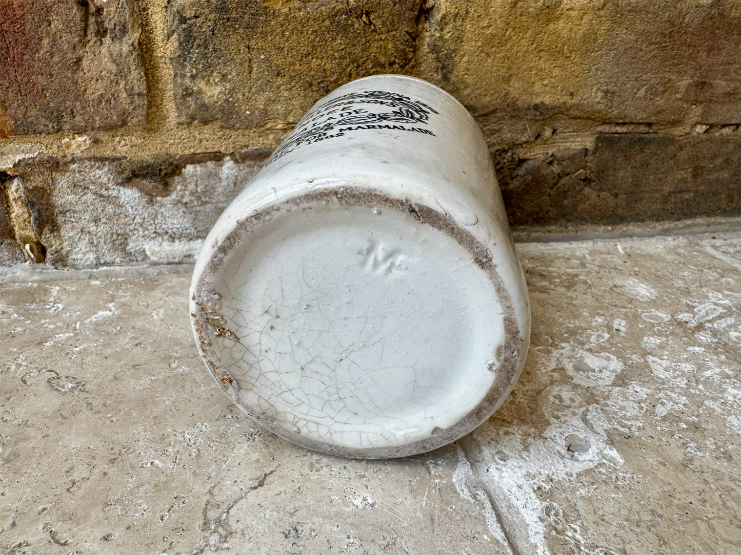 large antique victorian white ironstone english scottish advertising pot james keiller dundee marmalade