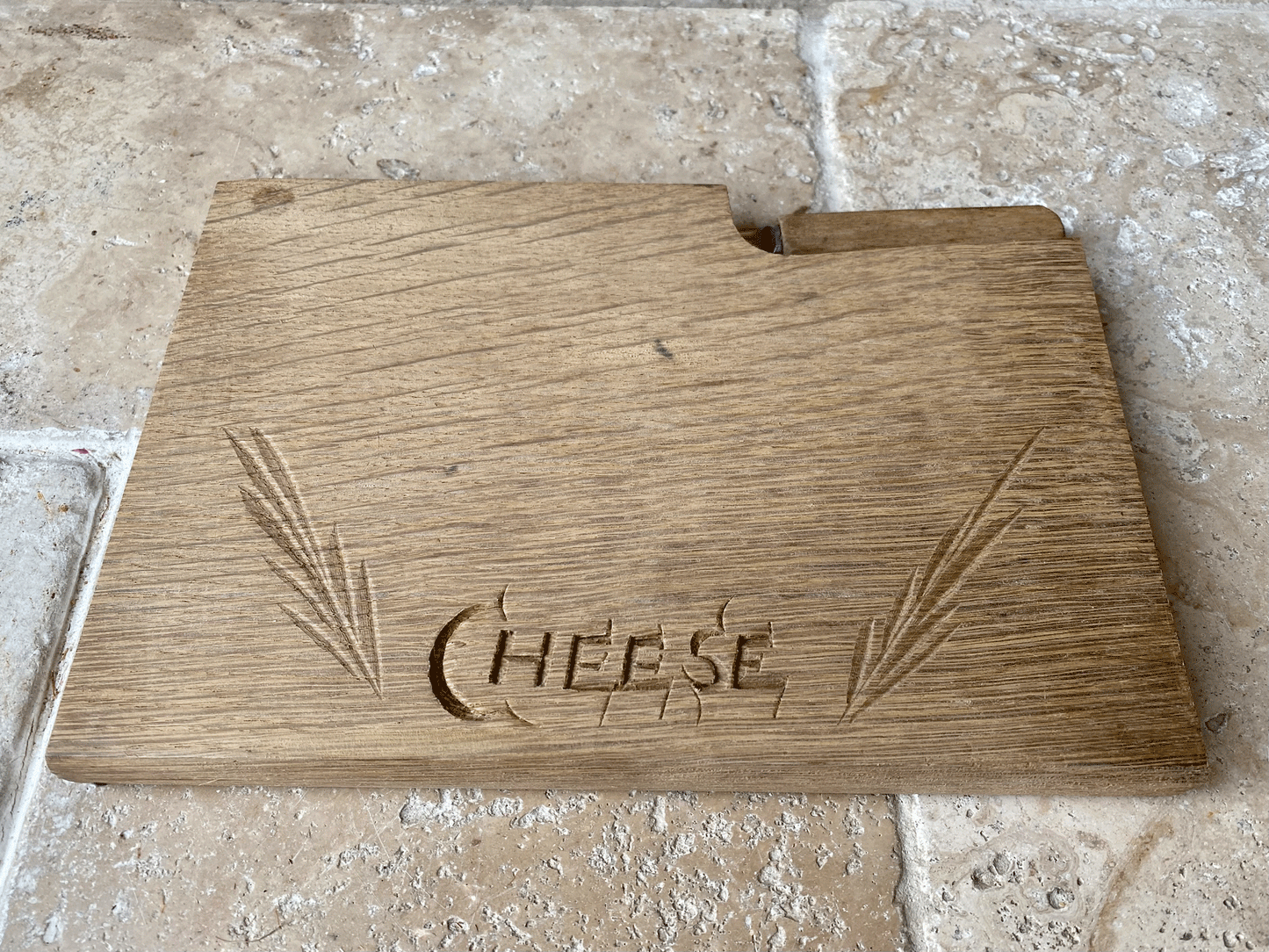vintage carved wooden treen english cheese board knife set