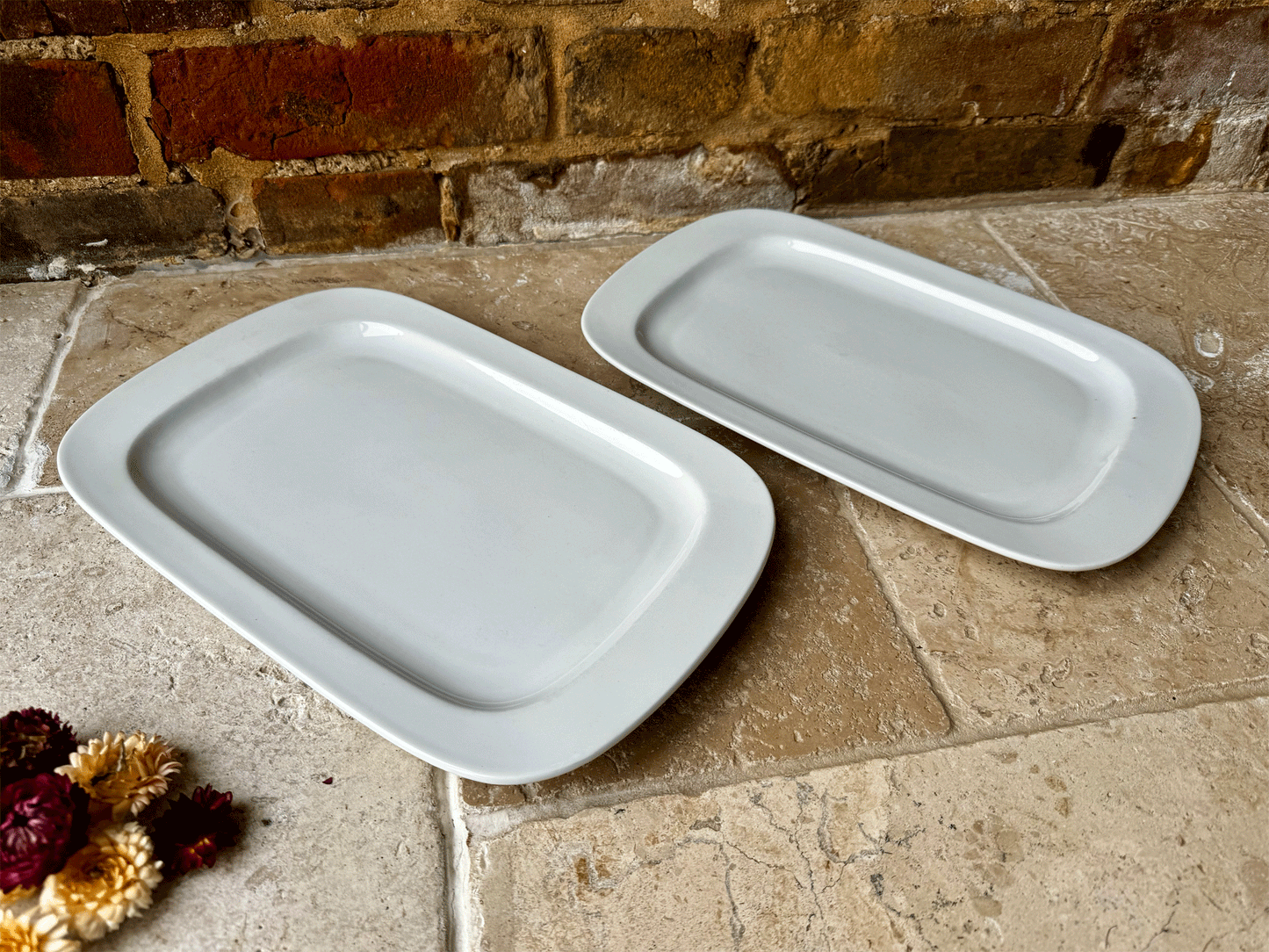 large vintage white ironstone czechoslovakian rectangular serving platter dish