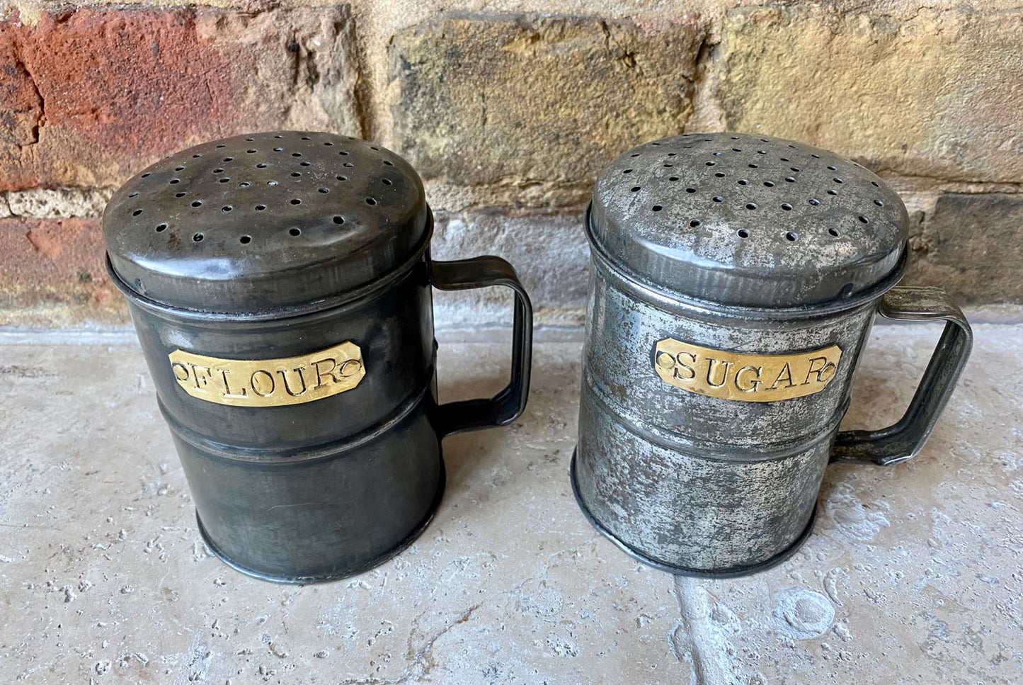 vintage tin flour sugar canister shaker sifter