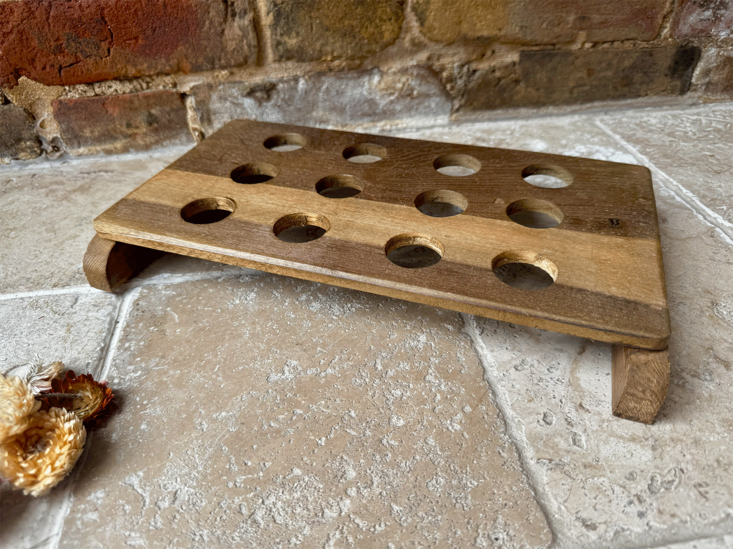 vintage english wooden treen egg tray rack one dozen eggs