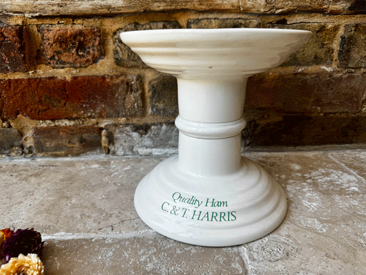 vintage mid century white ironstone ham stand advertising c t harris quality hams spicers of hythe
