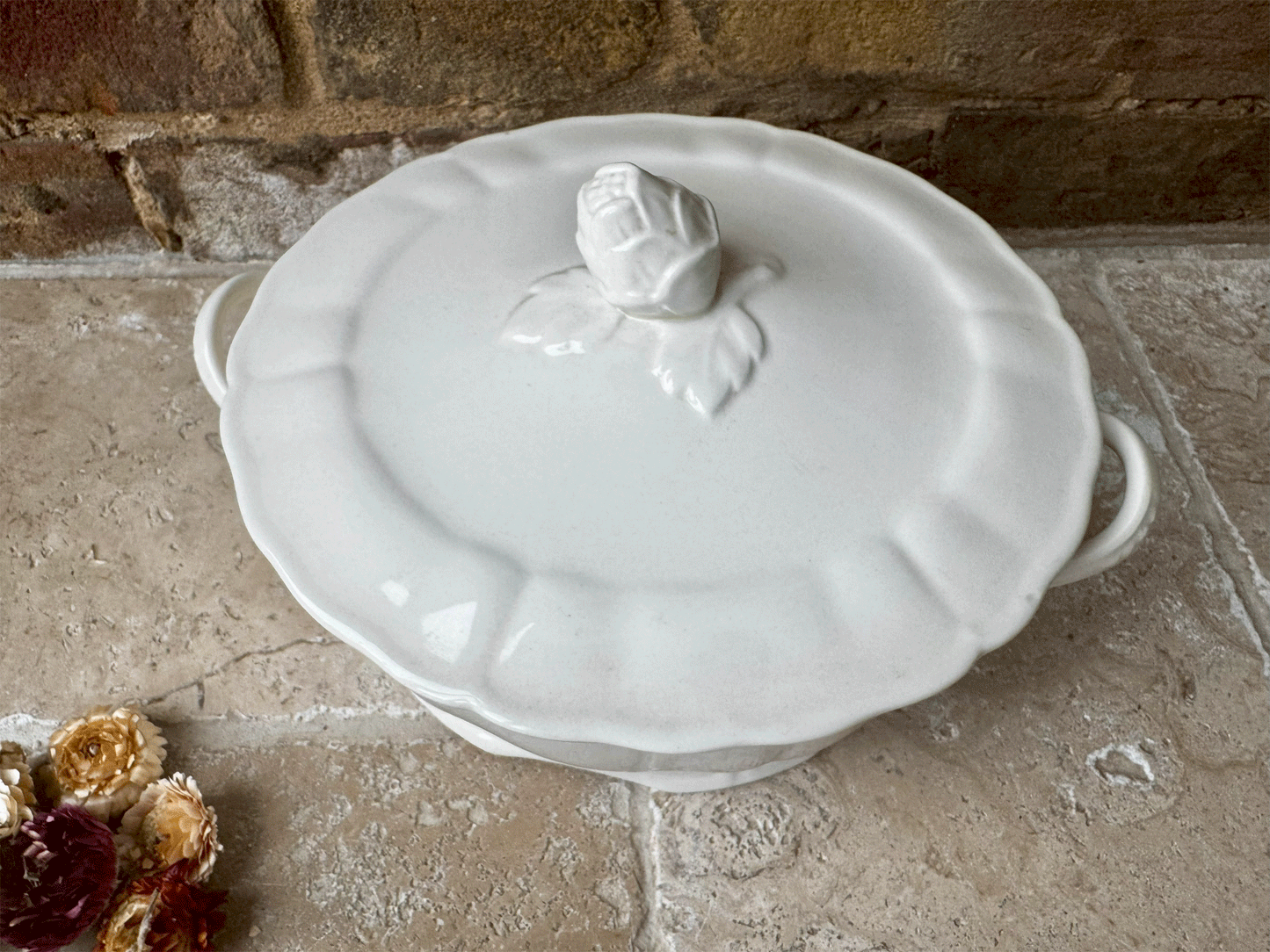 vintage english lidded tureen serving dish grindley marlborough royal petal