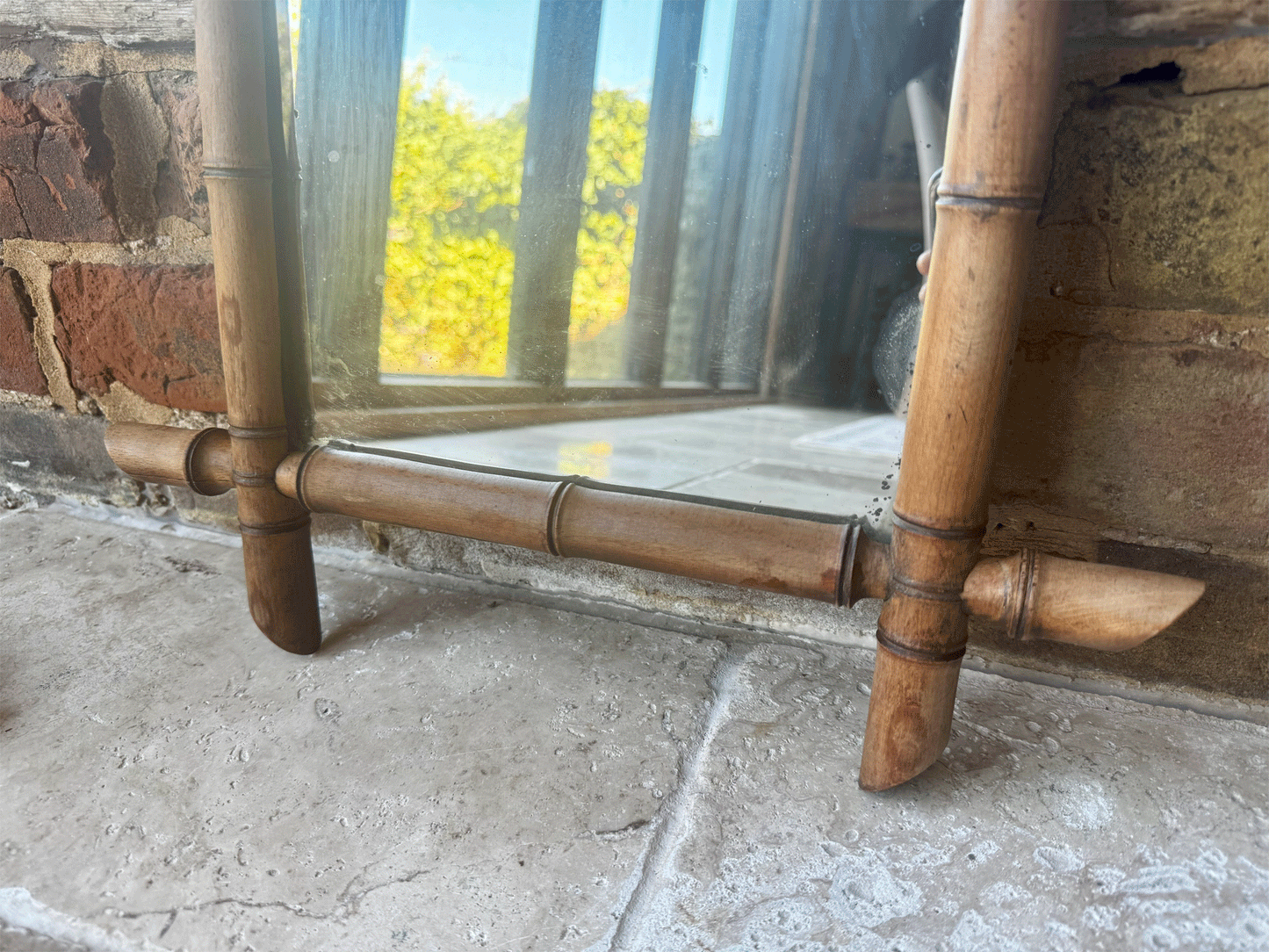vintage french chinoiserie faux bamboo art deco french wooden framed mirror