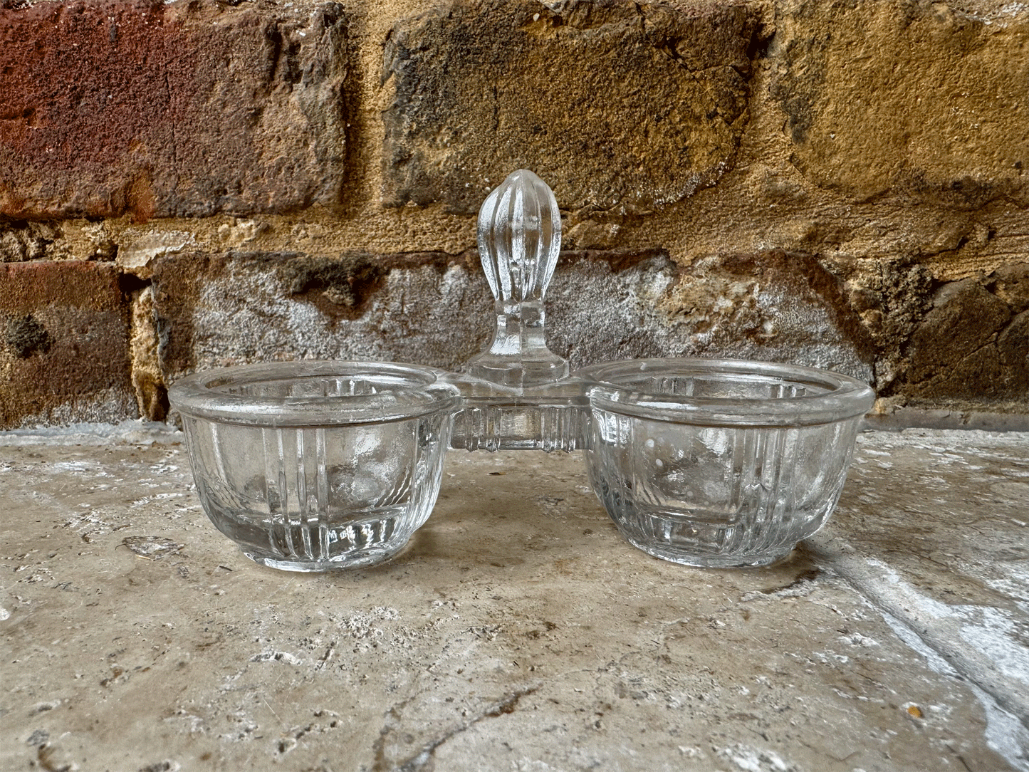 vintage french glass salt pepper cruet decorative tealight holder