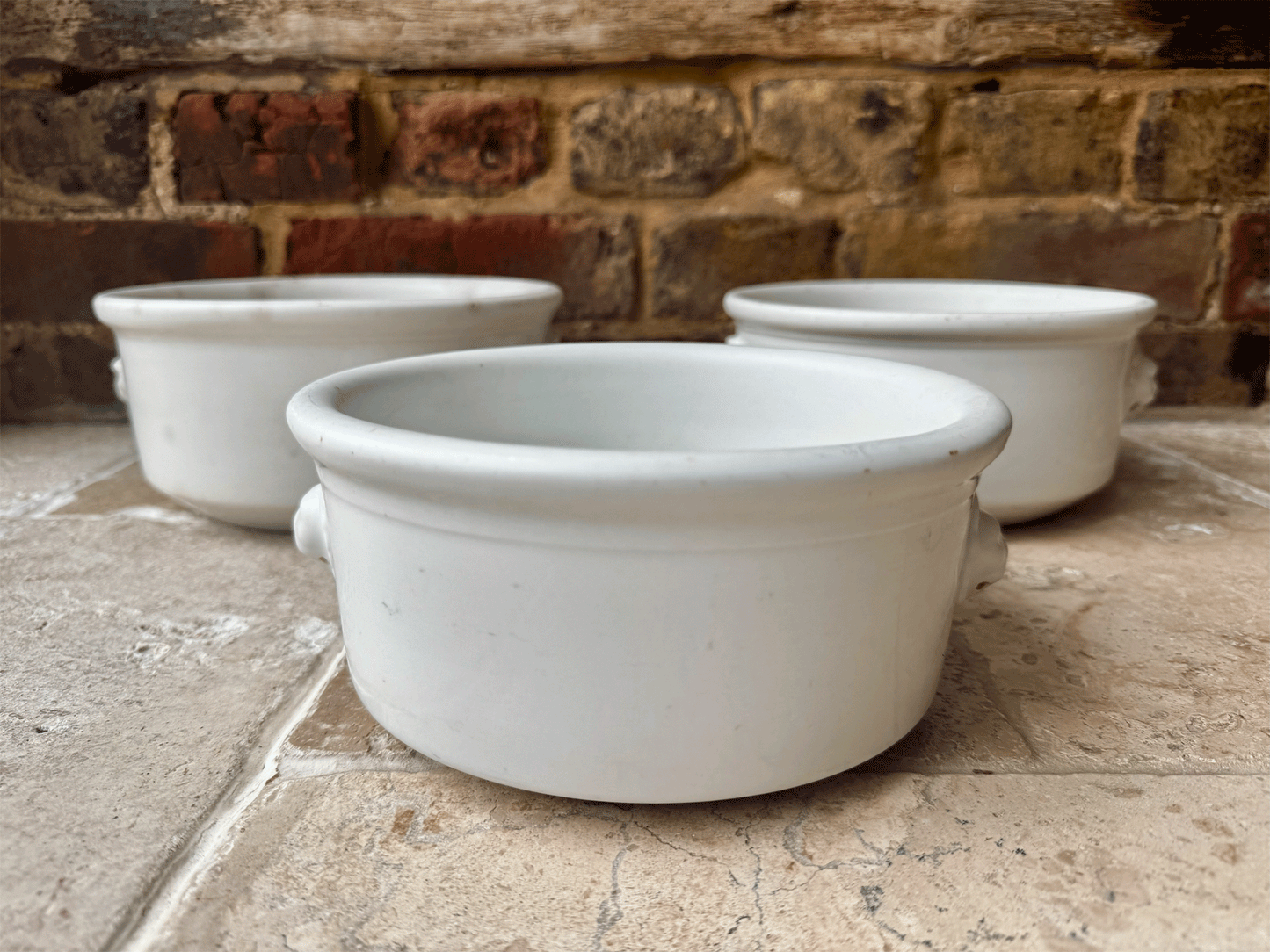 large white ironstone vintage french pillivuyt heavy duty mixing bowl