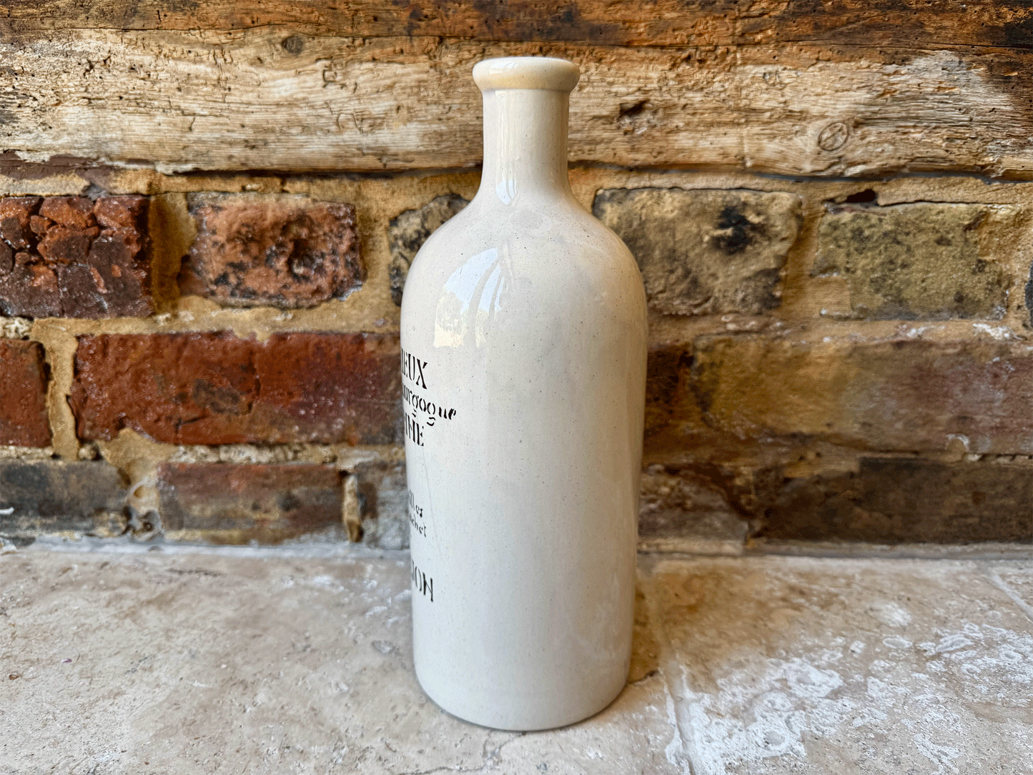 vintage french extra large stoneware advertising bottle vinaigre vieux vin blanc bornier dijon