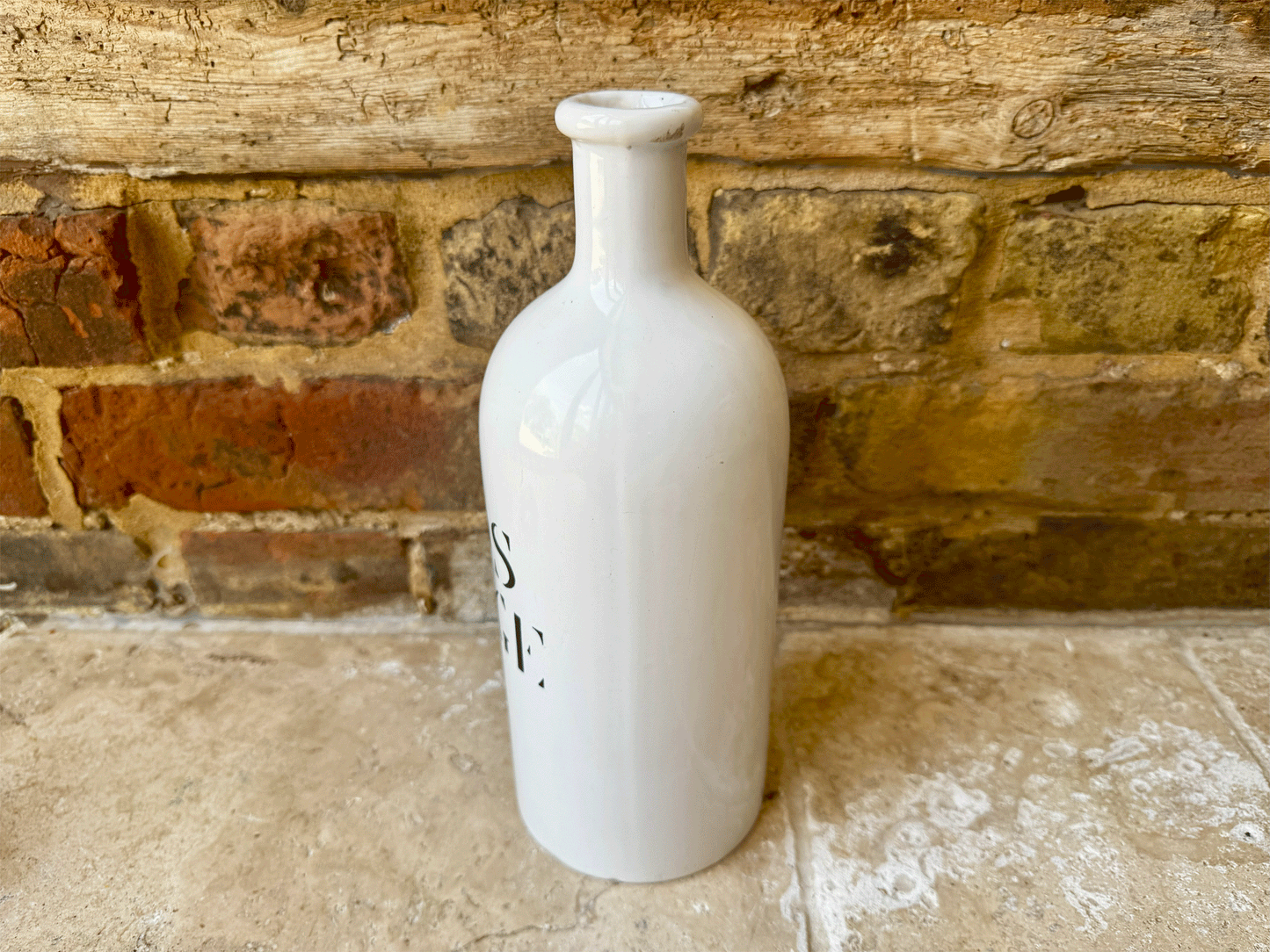 vintage french large white stoneware charolles art deco bottle red wine gros rouge