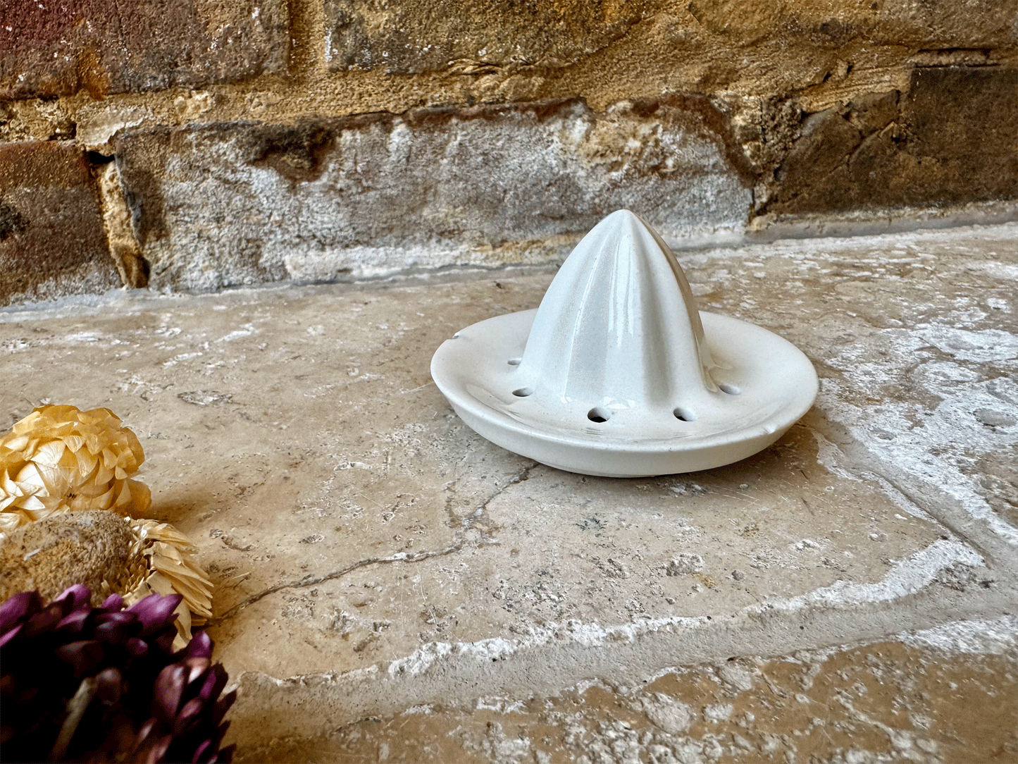 vintage french small mini rare white ironstone lemon juicer squeezer