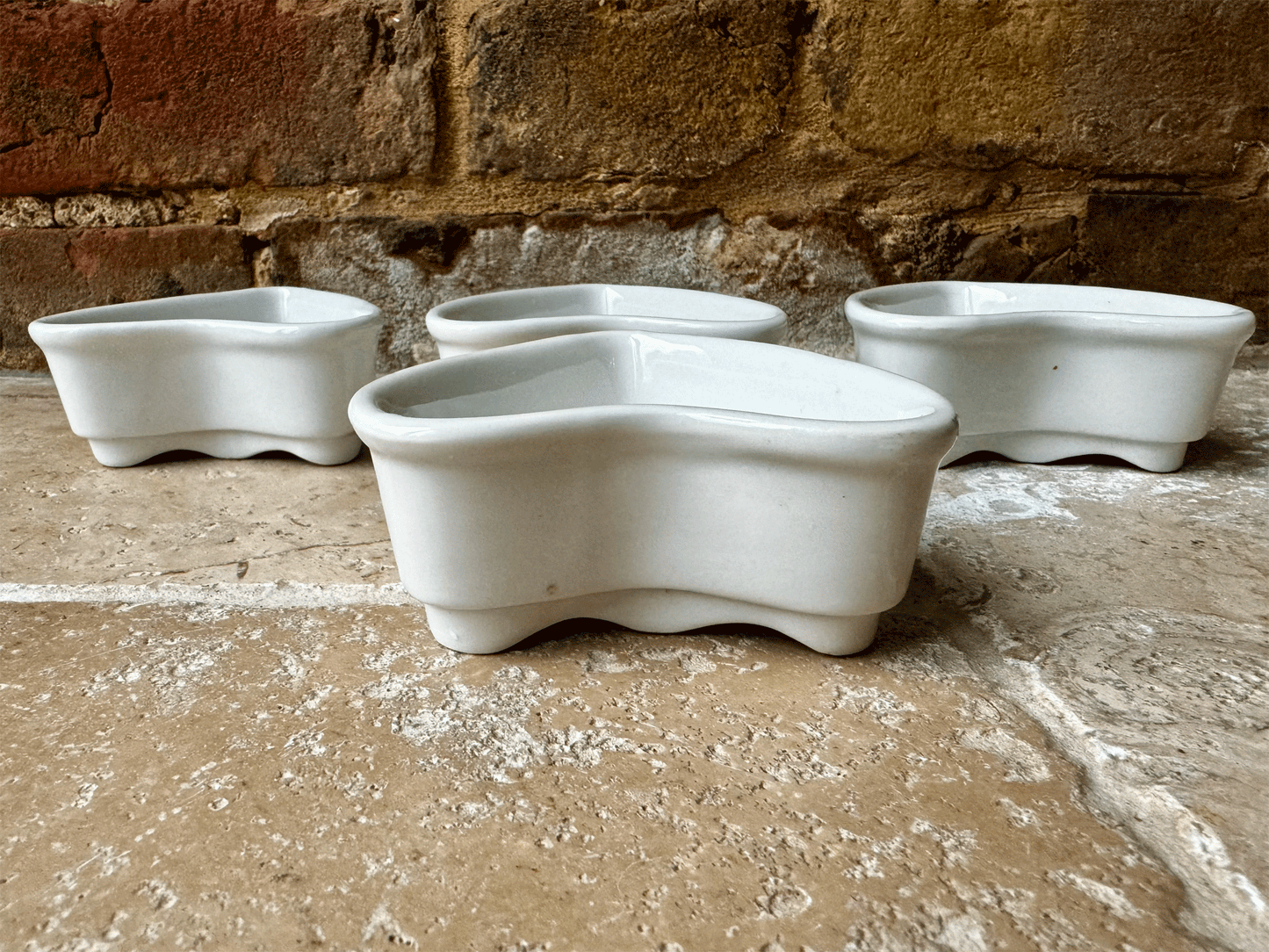 vintage french white ironstone apilco heart shaped pierced cheese faisselle mould pots