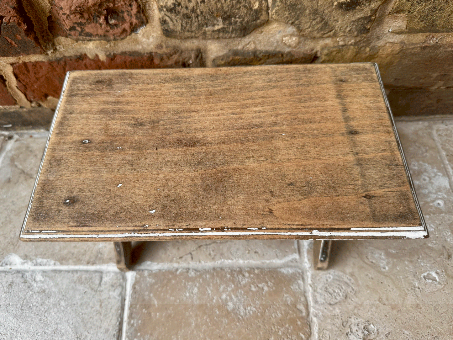 rustic vintage french wooden foot stool decoratove farmhouse interior accessory